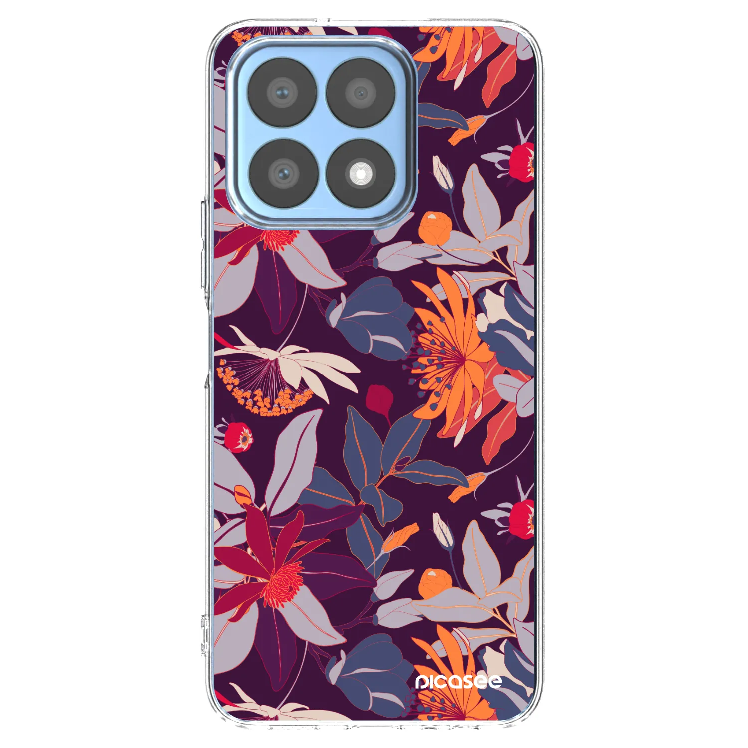 Picasee silikonska prozirna maskica za Honor X8a - Purple Leaf
