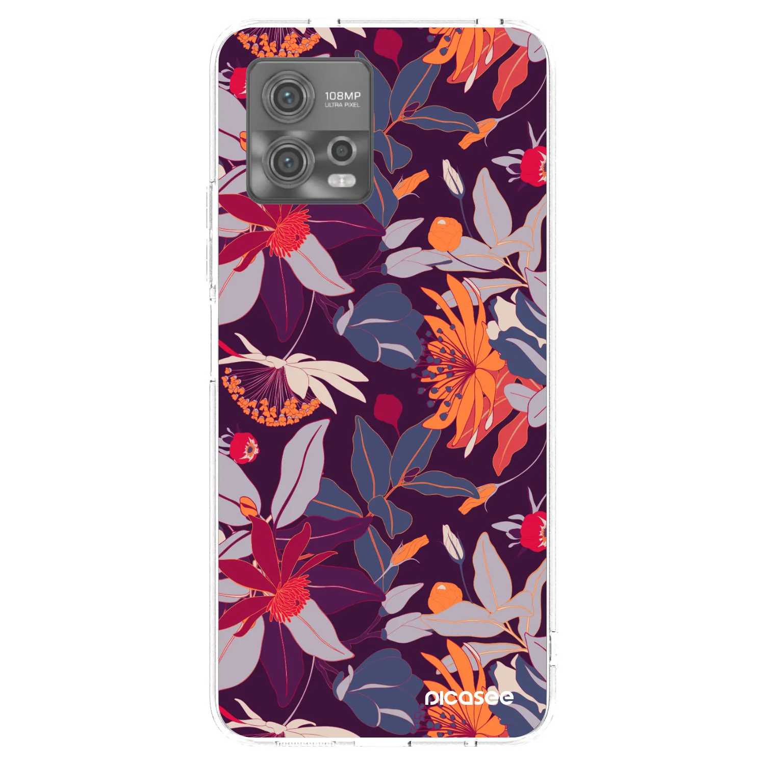 Picasee silikonska prozirna maskica za Motorola Moto G72 - Purple Leaf
