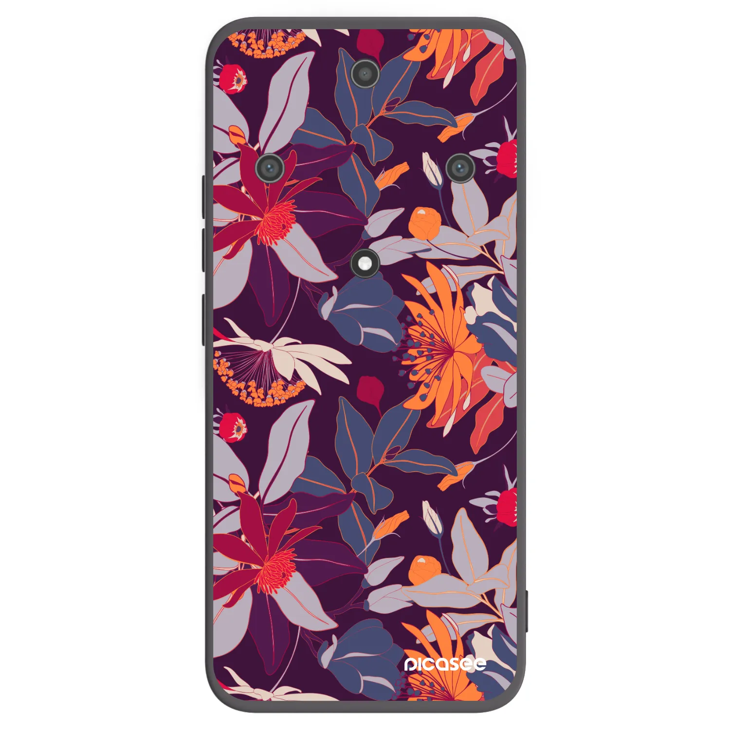 Picasee crna silikonska maskica za Honor Magic5 Lite 5G - Purple Leaf