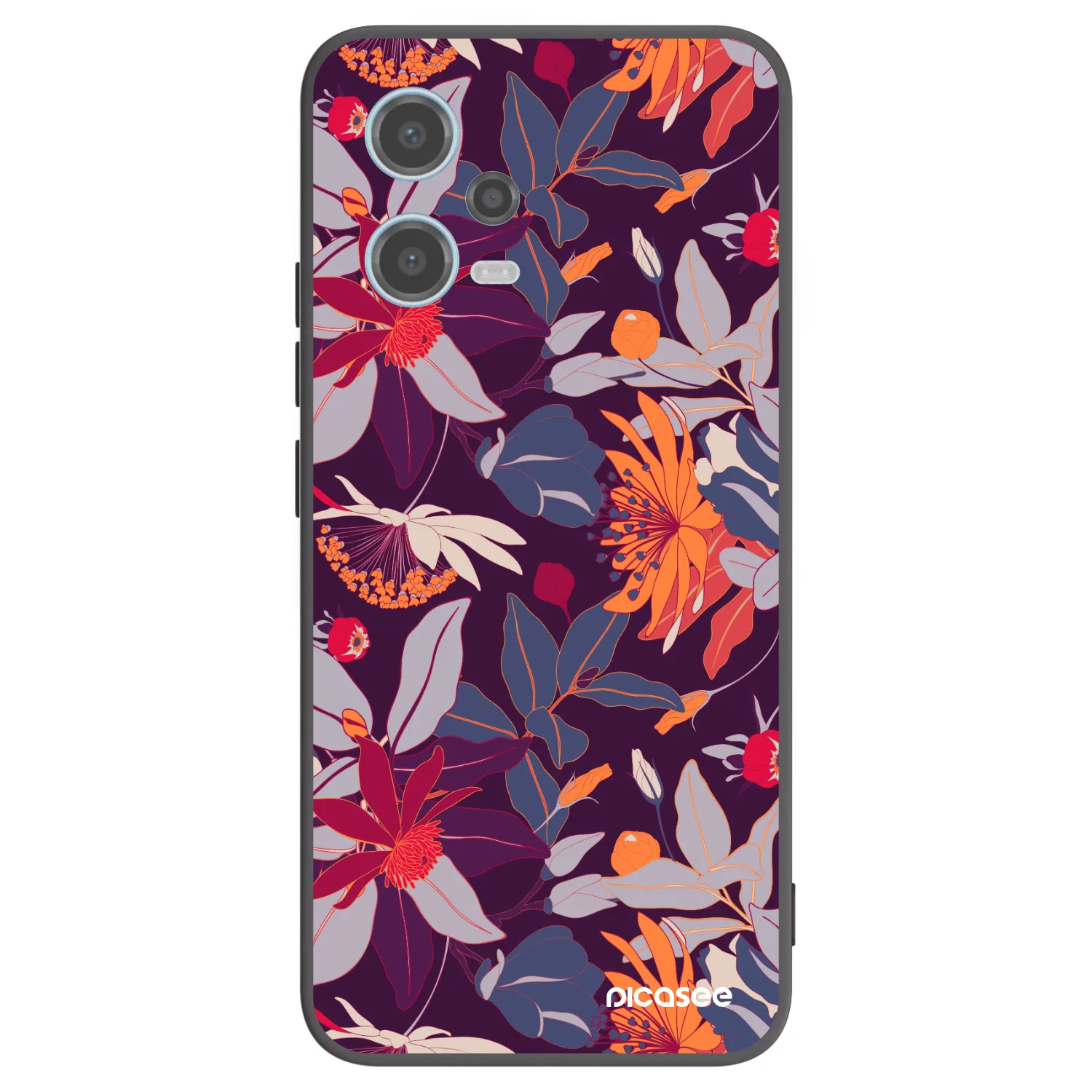 Picasee crna silikonska maskica za Xiaomi Redmi Note 12 5G - Purple Leaf