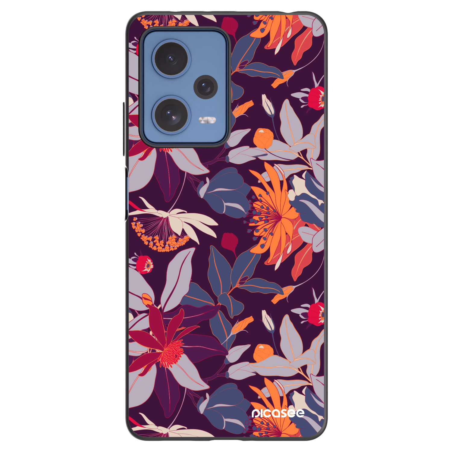 Picasee crna silikonska maskica za Xiaomi Redmi Note 12 Pro 5G - Purple Leaf