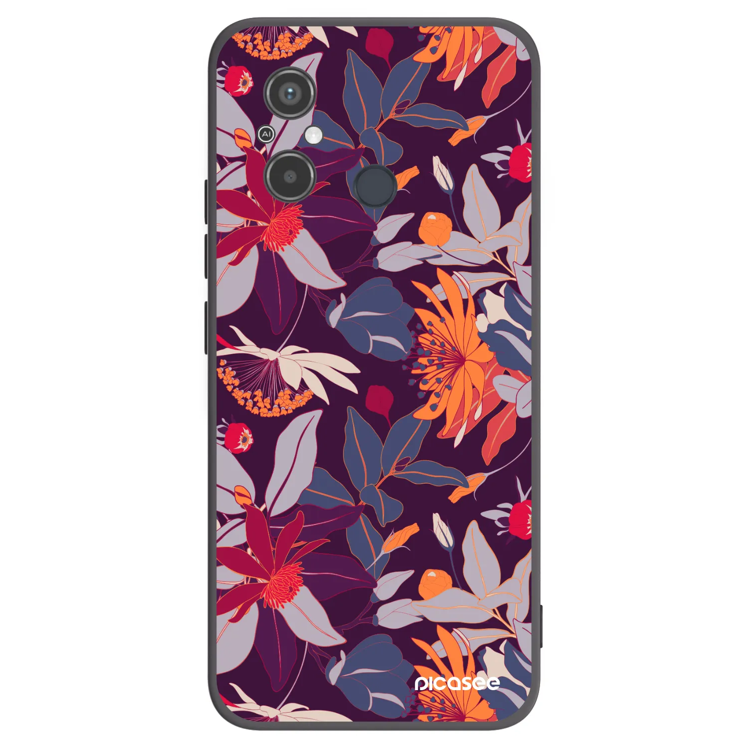 Picasee crna silikonska maskica za Xiaomi Redmi 12C - Purple Leaf