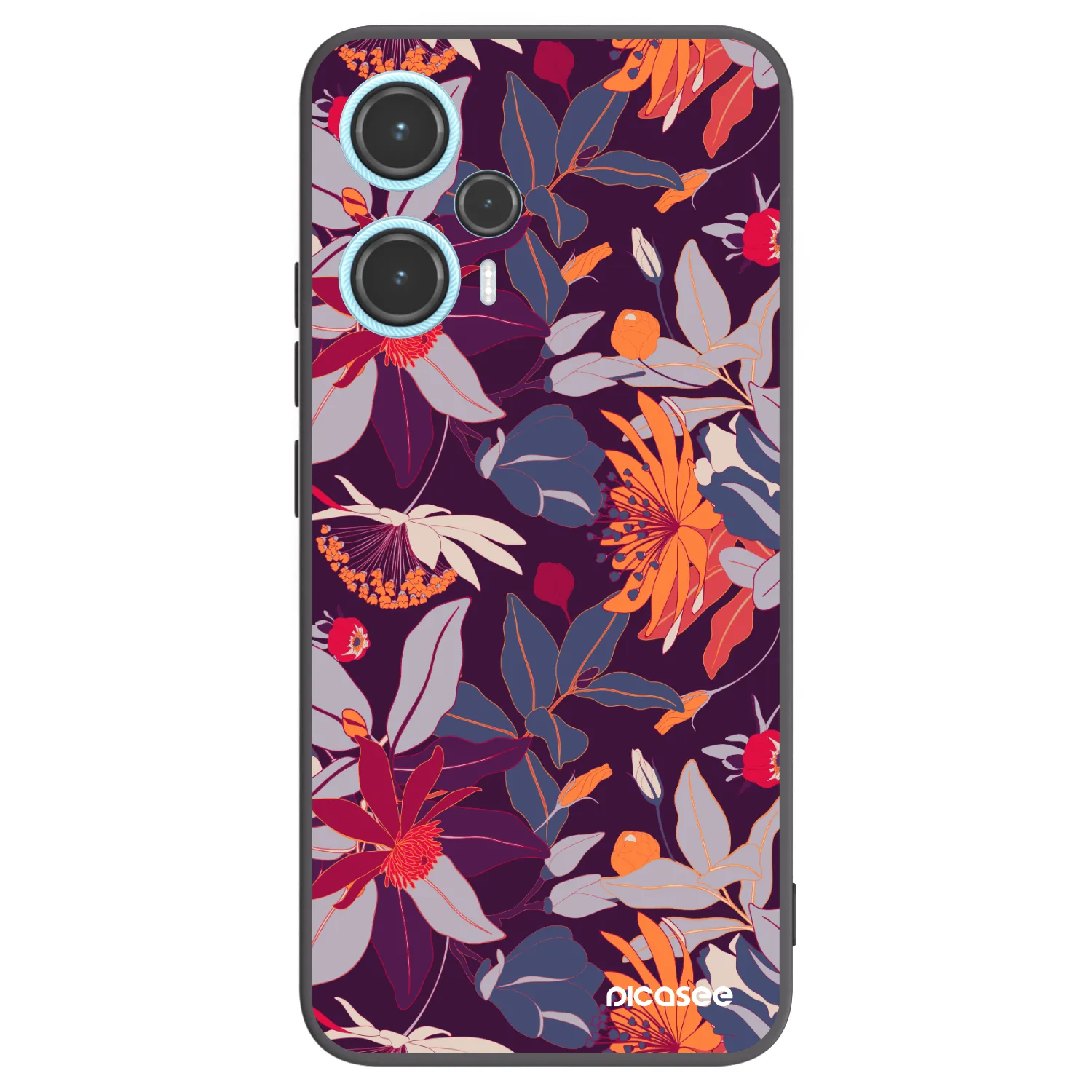 Picasee crna silikonska maskica za Xiaomi Poco F5 - Purple Leaf