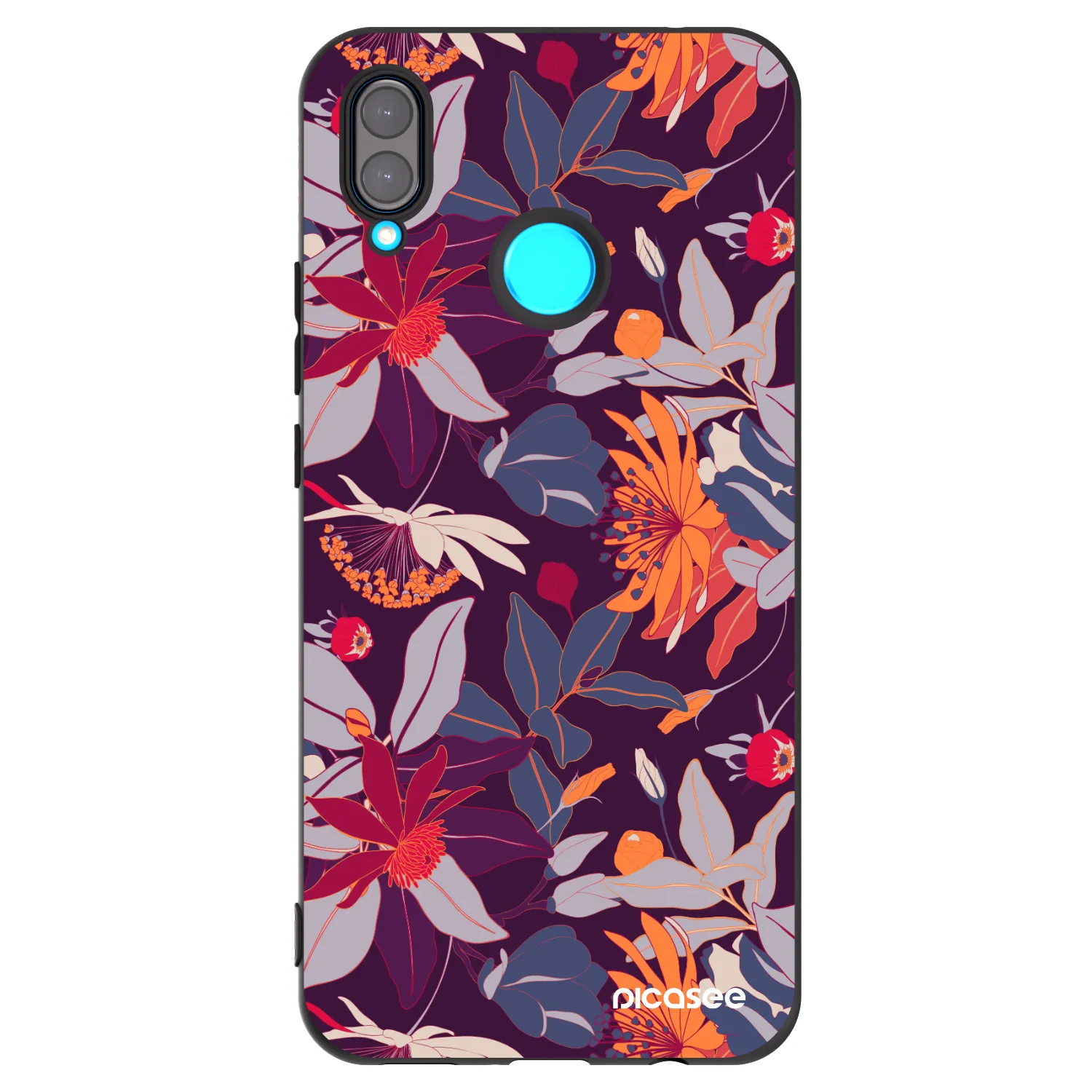 Picasee crna silikonska maskica za Huawei Nova 3i - Purple Leaf