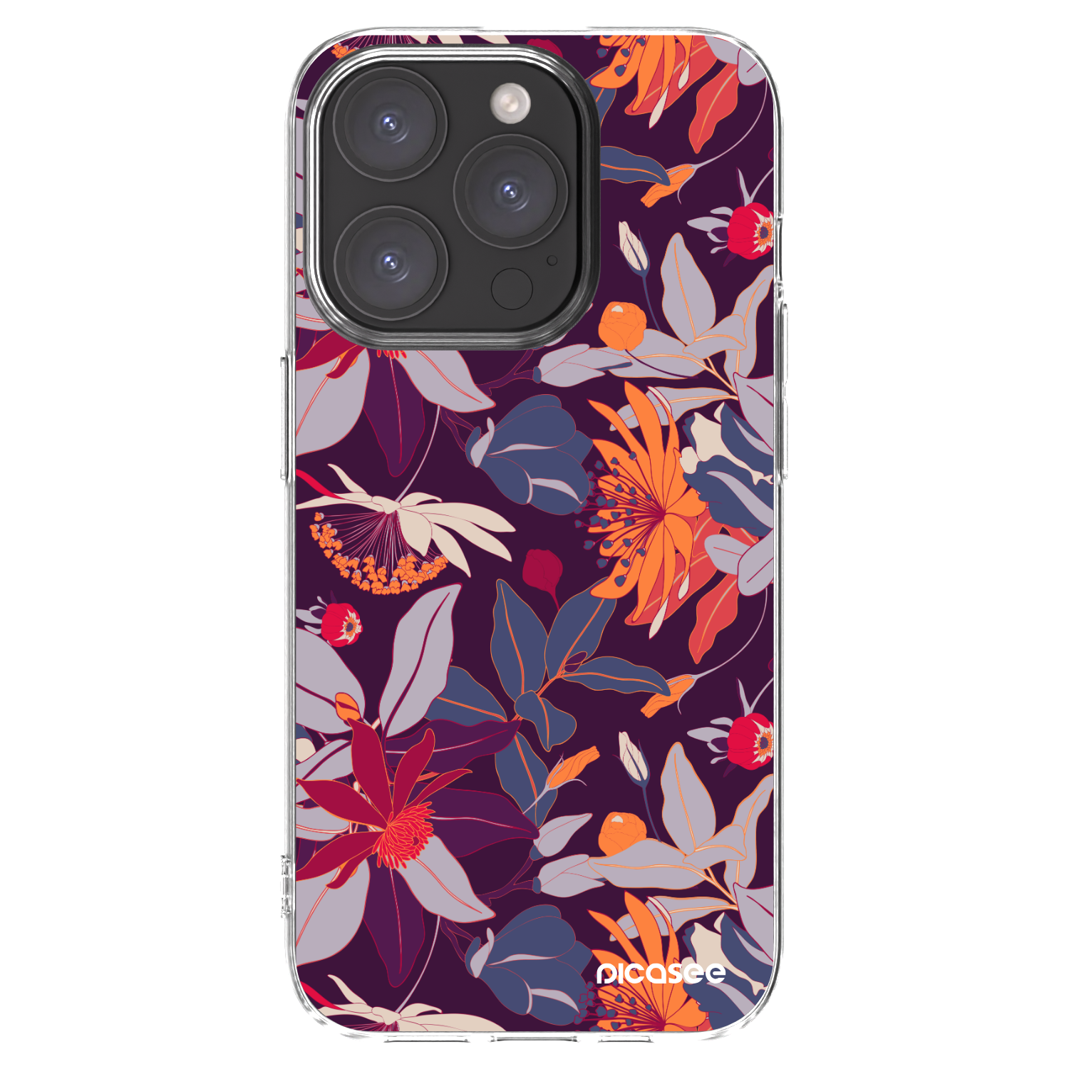 Picasee silikonska prozirna maskica za Apple iPhone 15 Pro - Purple Leaf