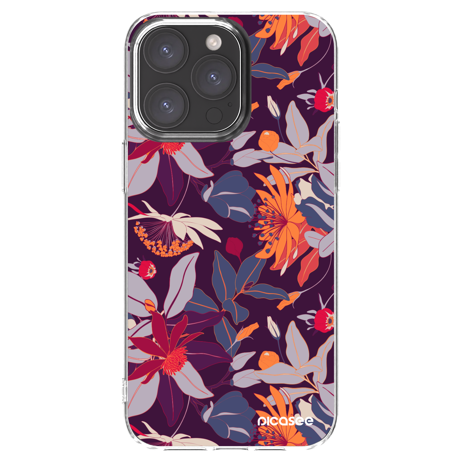 Picasee silikonska prozirna maskica za Apple iPhone 15 Pro Max - Purple Leaf