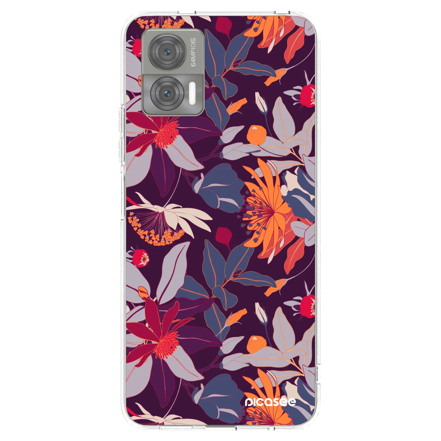 Picasee silikonska prozirna maskica za Motorola Edge 30 Neo - Purple Leaf