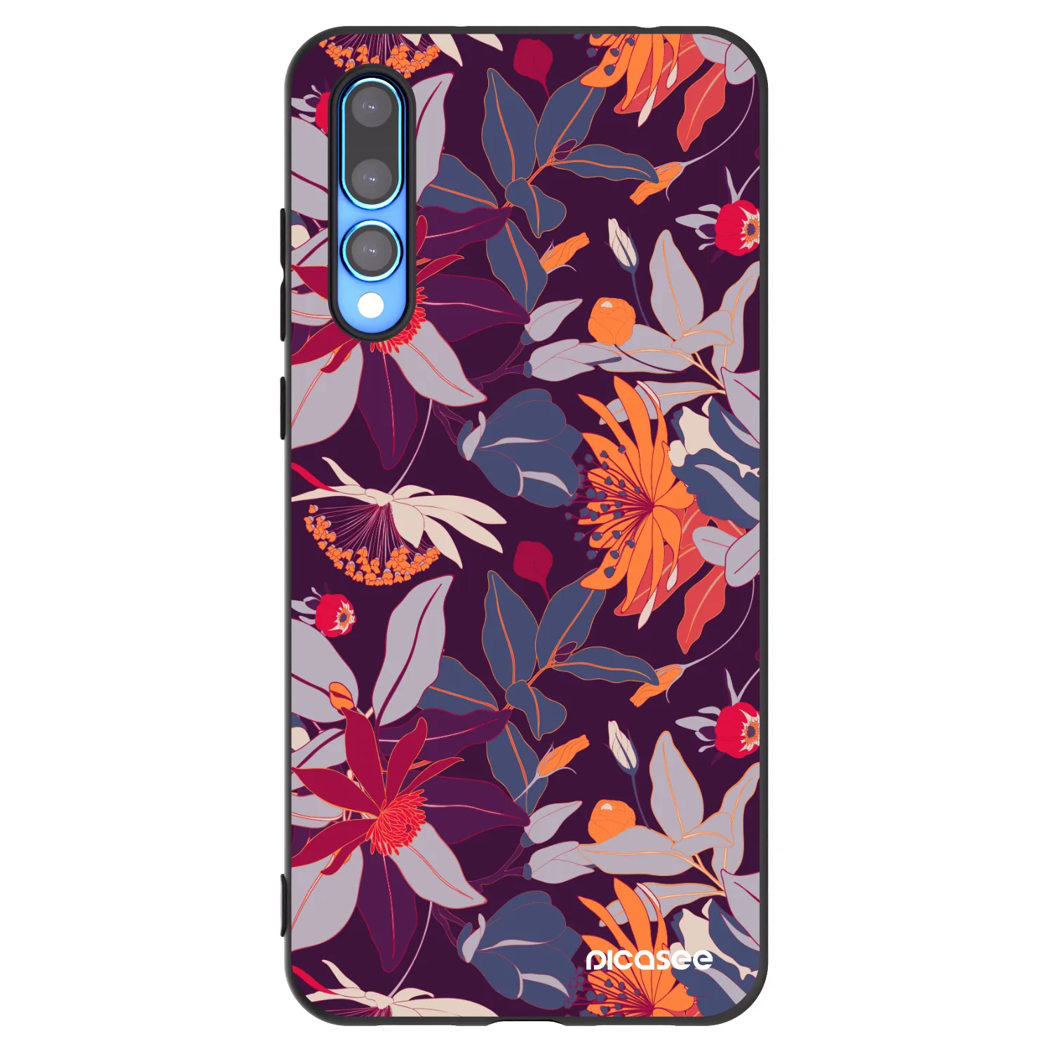 Picasee crna silikonska maskica za Huawei P20 Pro - Purple Leaf