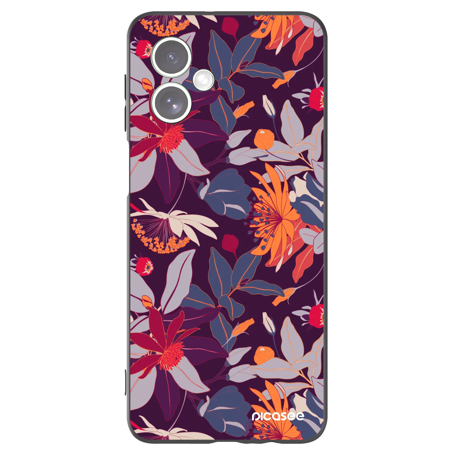 Picasee crna silikonska maskica za Motorola Moto G54 5G - Purple Leaf