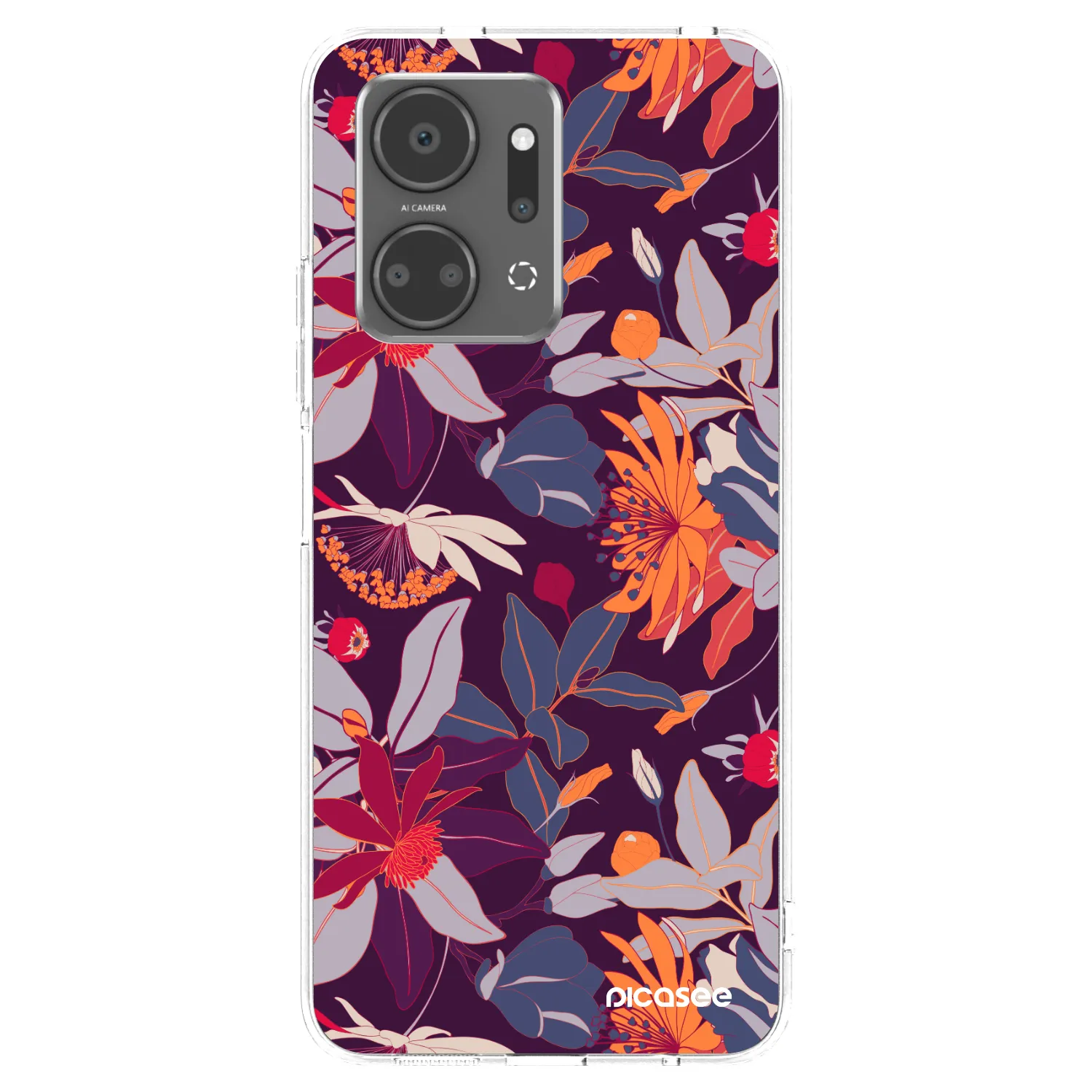 Picasee silikonska prozirna maskica za Honor X7a - Purple Leaf