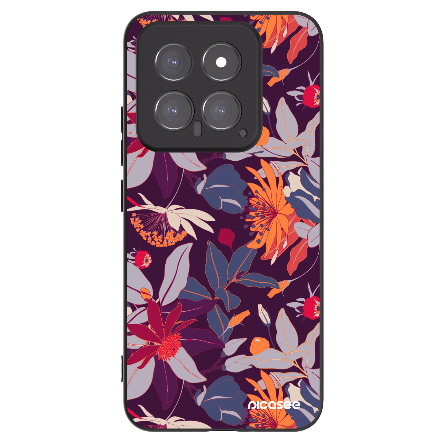 Picasee crna silikonska maskica za Xiaomi 14 - Purple Leaf