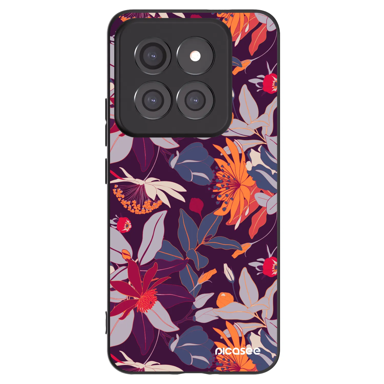 Picasee crna silikonska maskica za Xiaomi 14 Pro - Purple Leaf