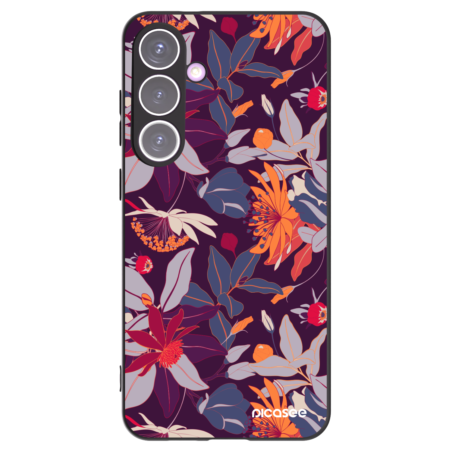 Picasee crna silikonska maskica za Samsung Galaxy S24+ S926B 5G - Purple Leaf