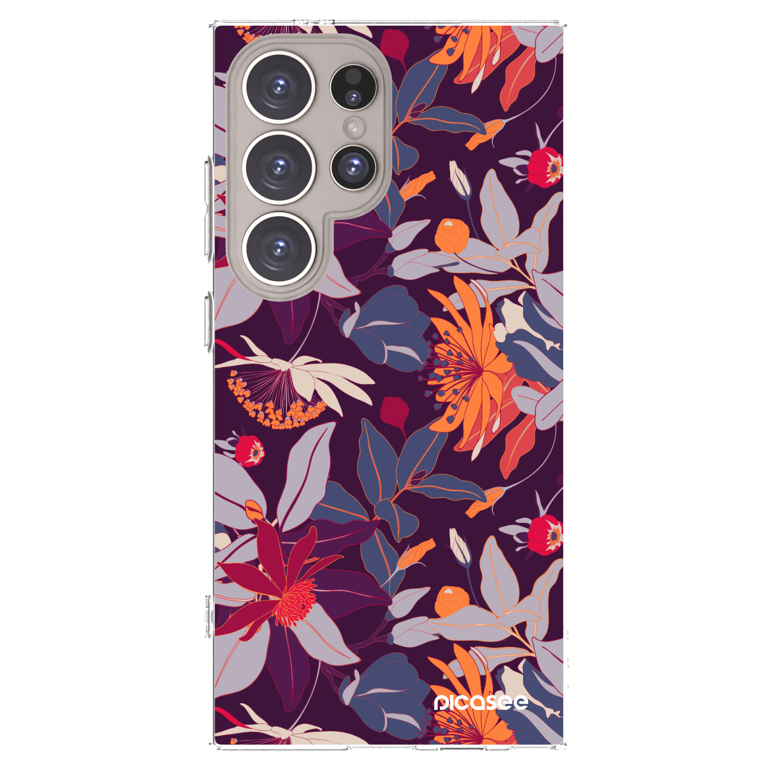 Picasee silikonska prozirna maskica za Samsung Galaxy S24 Ultra S928B 5G - Purple Leaf