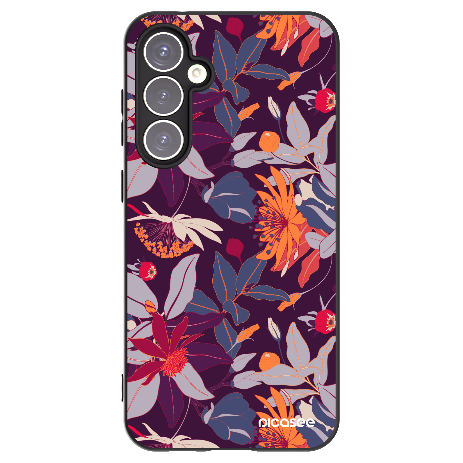 Picasee crna silikonska maskica za Samsung Galaxy S23 FE S711B - Purple Leaf