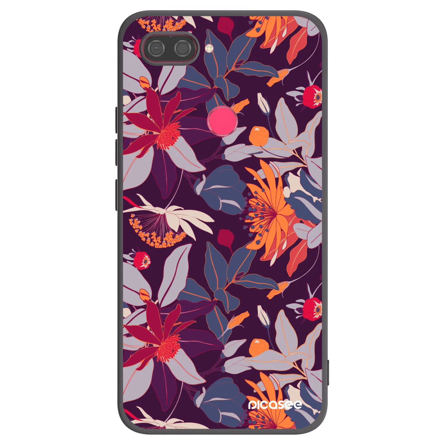 Picasee crna silikonska maskica za Xiaomi Mi 8 Lite - Purple Leaf