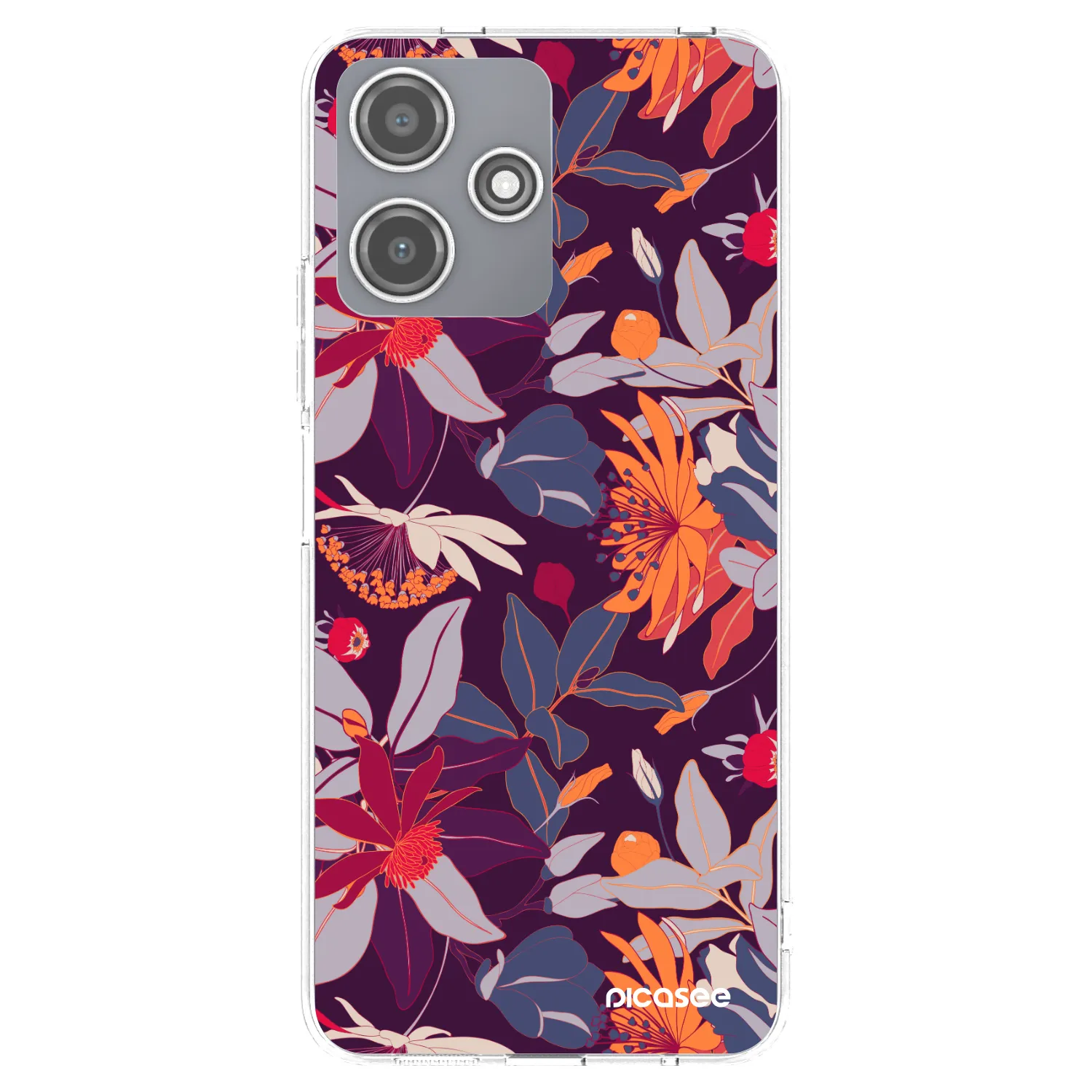 Picasee silikonska prozirna maskica za Xiaomi Redmi 12 5G - Purple Leaf