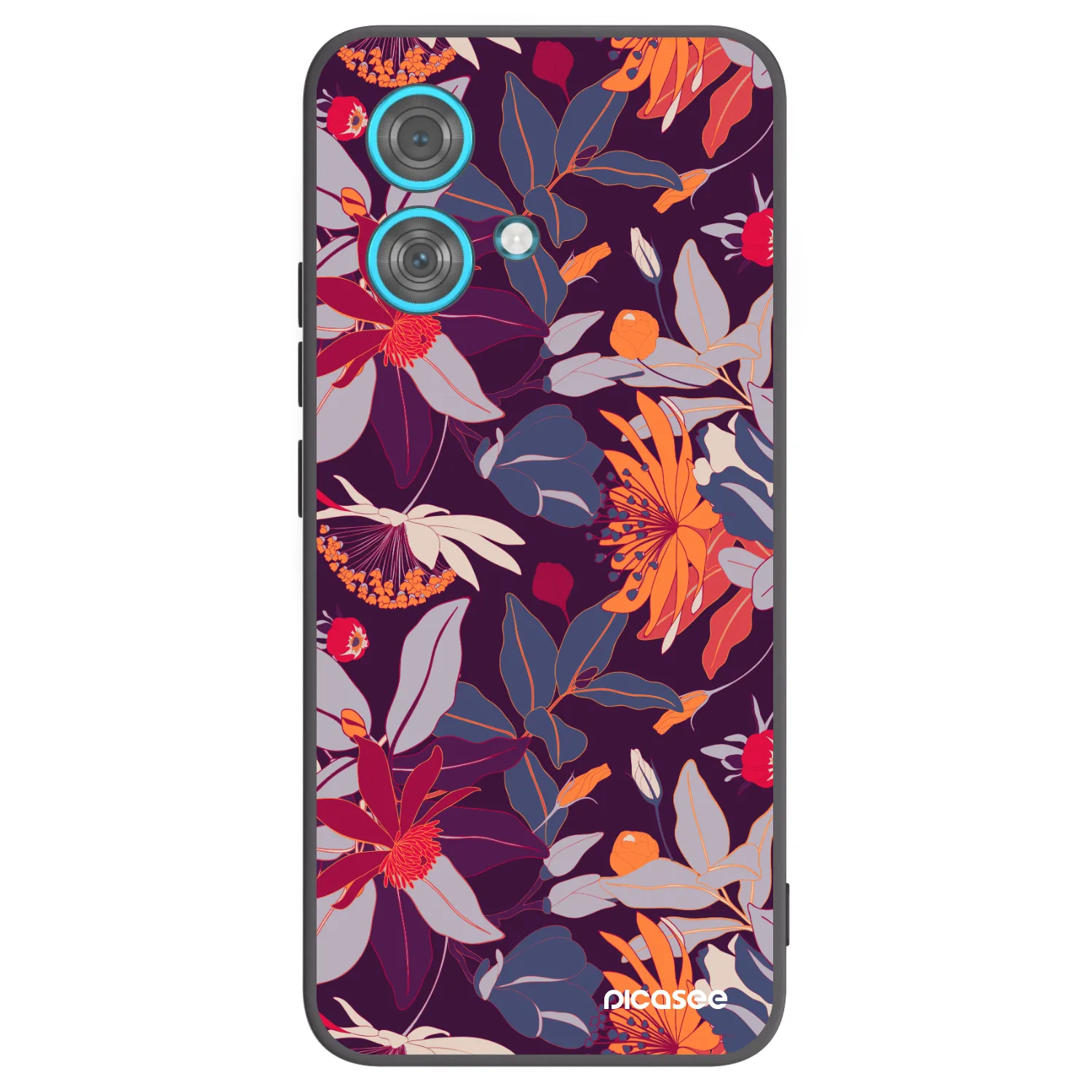 Picasee crna silikonska maskica za Motorola Edge 40 Neo - Purple Leaf