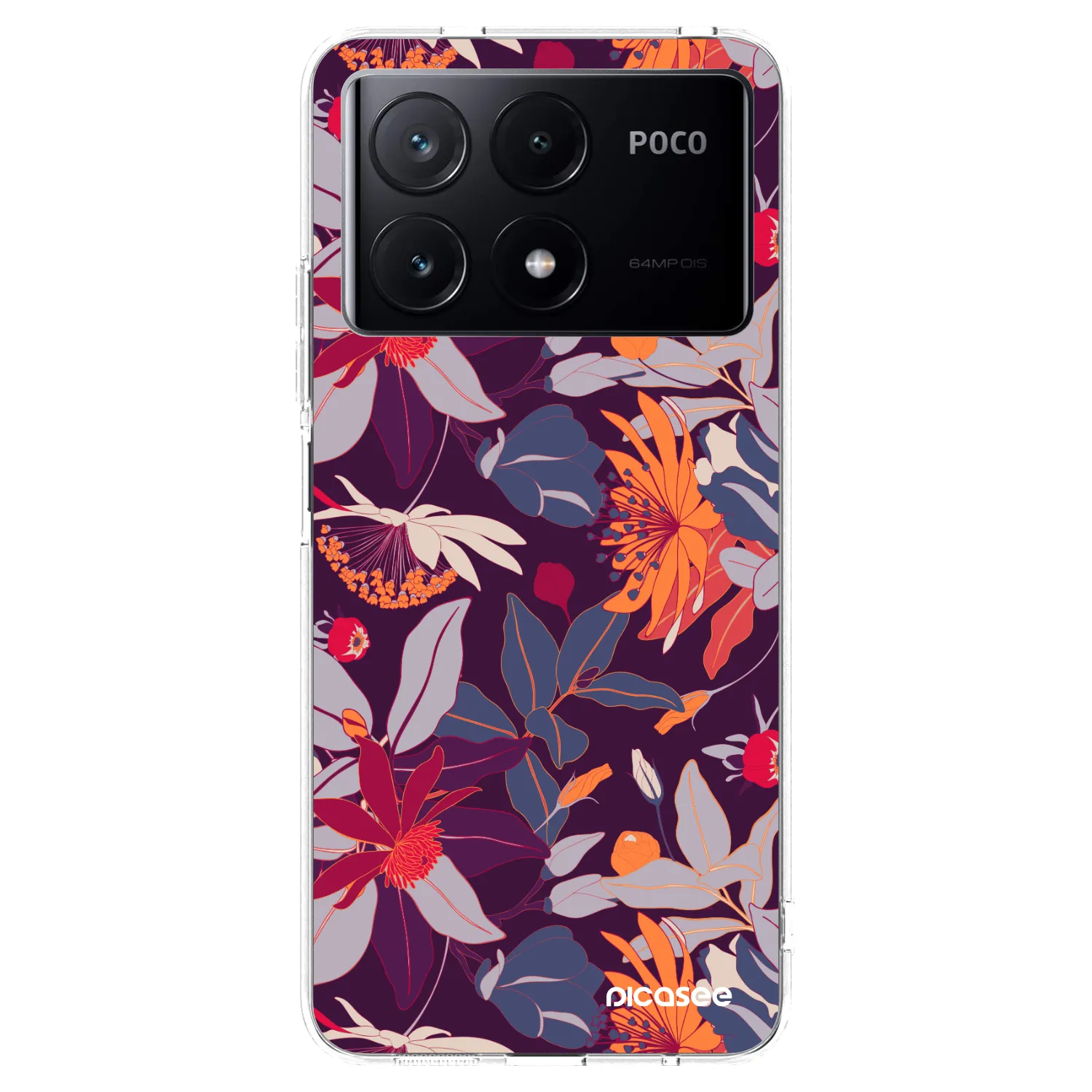 Picasee silikonska prozirna maskica za Xiaomi Poco X6 Pro - Purple Leaf