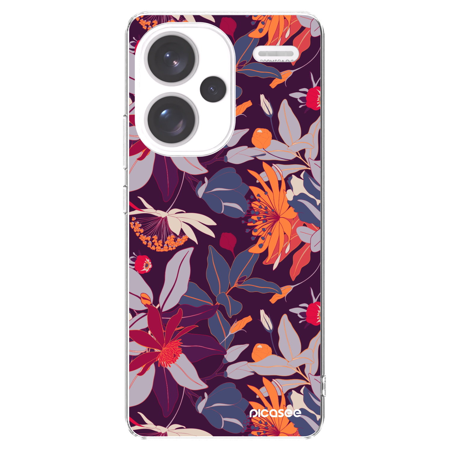 Picasee silikonska prozirna maskica za Xiaomi Redmi Note 13 Pro+ 5G - Purple Leaf