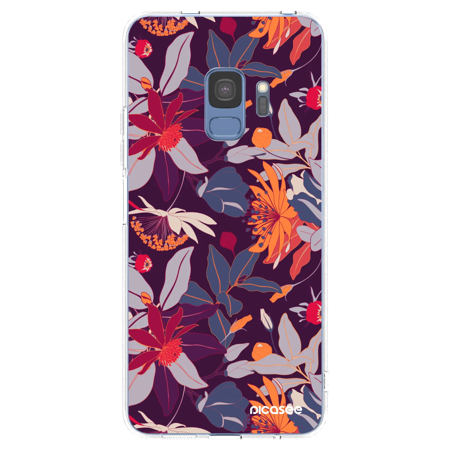 Picasee silikonska prozirna maskica za Samsung Galaxy S9 G960F - Purple Leaf