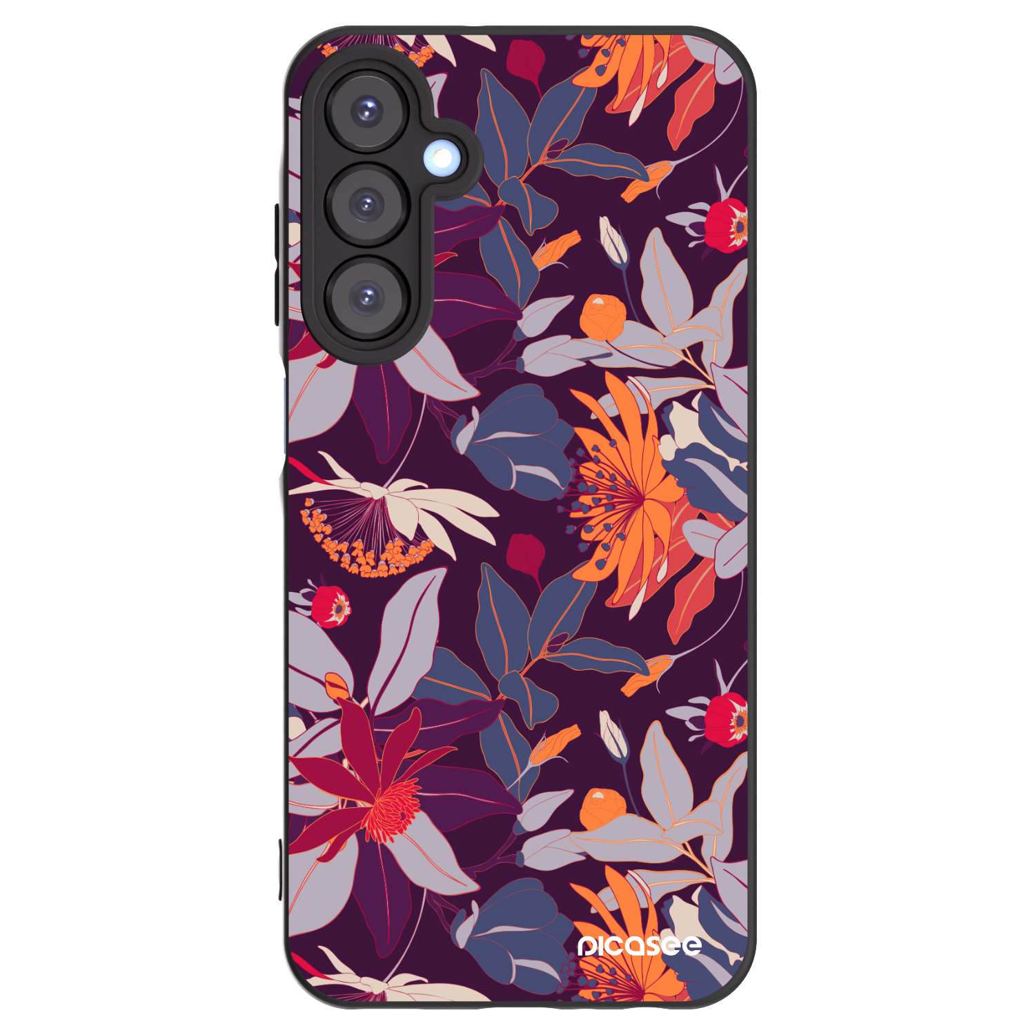 Picasee crna silikonska maskica za Samsung Galaxy A25 A256B 5G - Purple Leaf