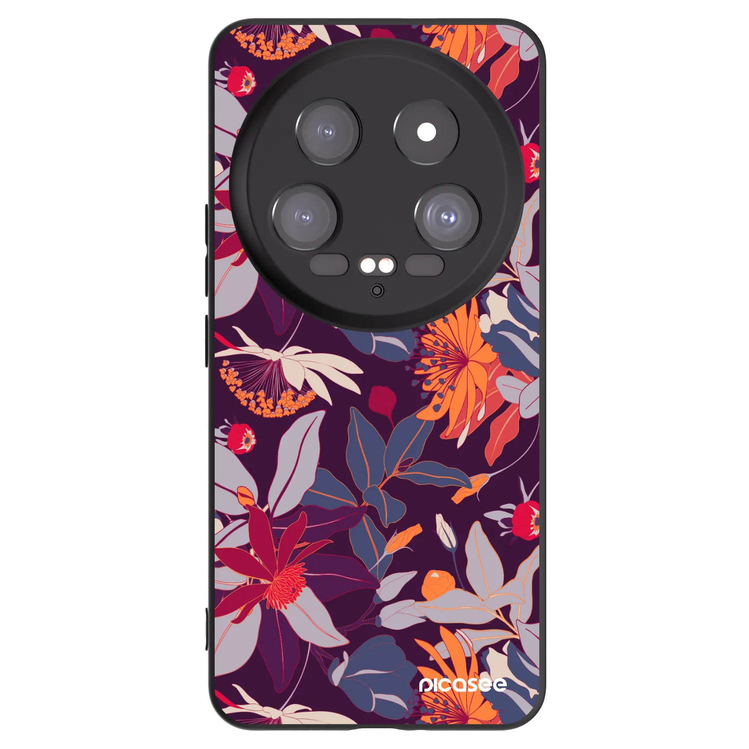Picasee crna silikonska maskica za Xiaomi 14 Ultra - Purple Leaf