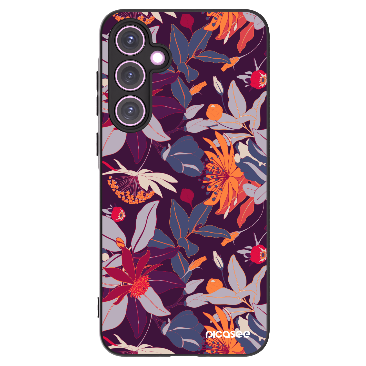 Picasee crna silikonska maskica za Samsung Galaxy A35 5G A356B - Purple Leaf