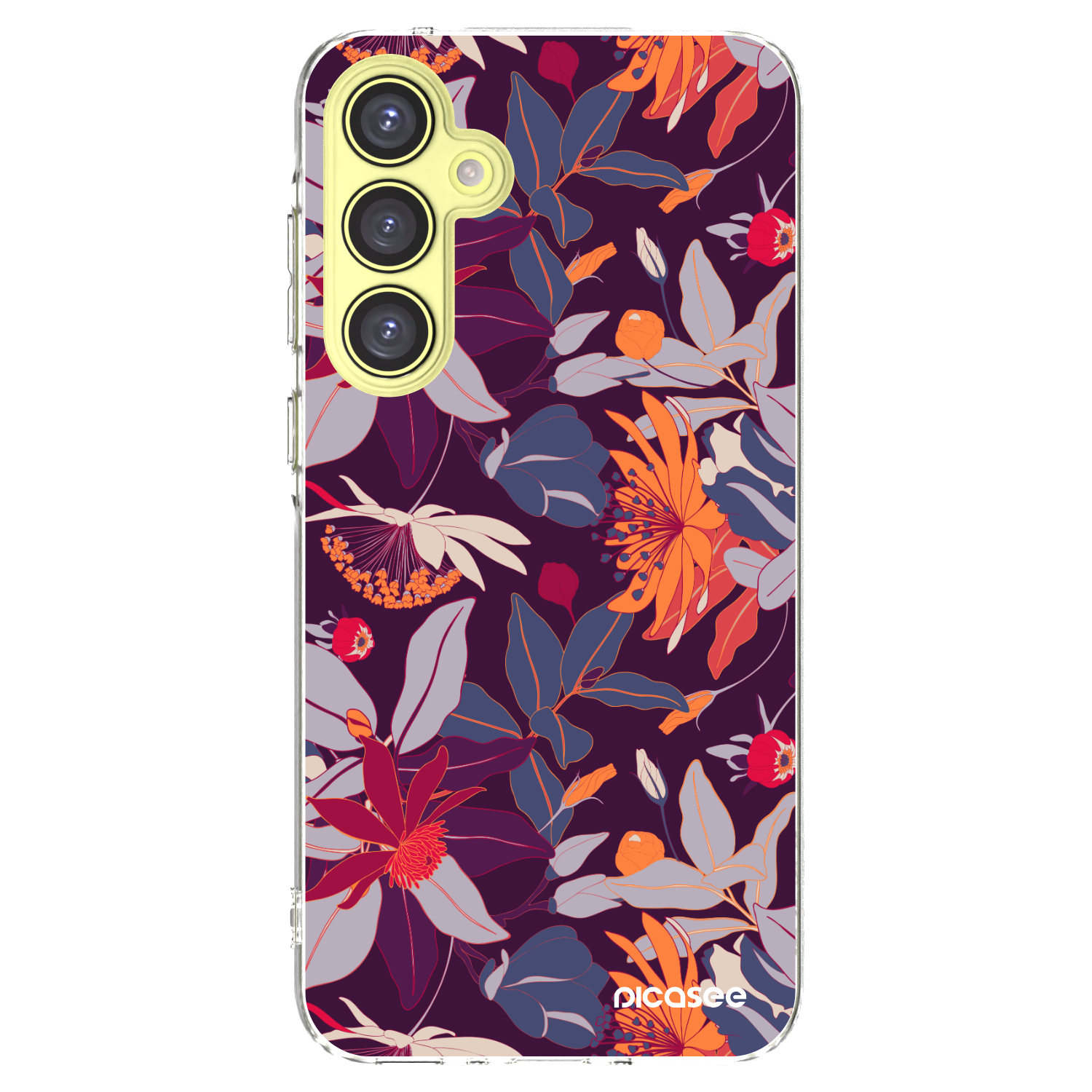 Picasee silikonska prozirna maskica za Samsung Galaxy A35 5G A356B - Purple Leaf