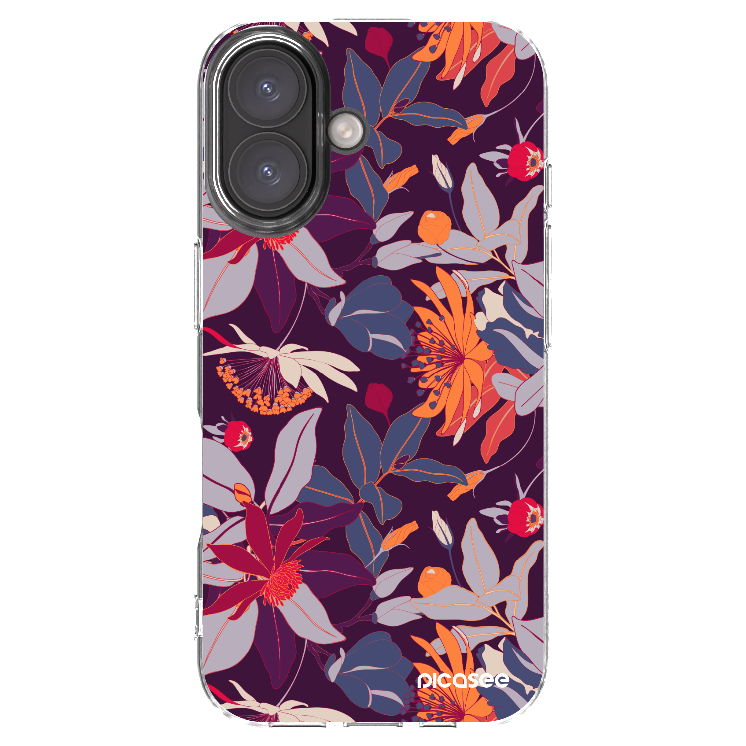 Picasee silikonska prozirna maskica za Apple iPhone 16 - Purple Leaf