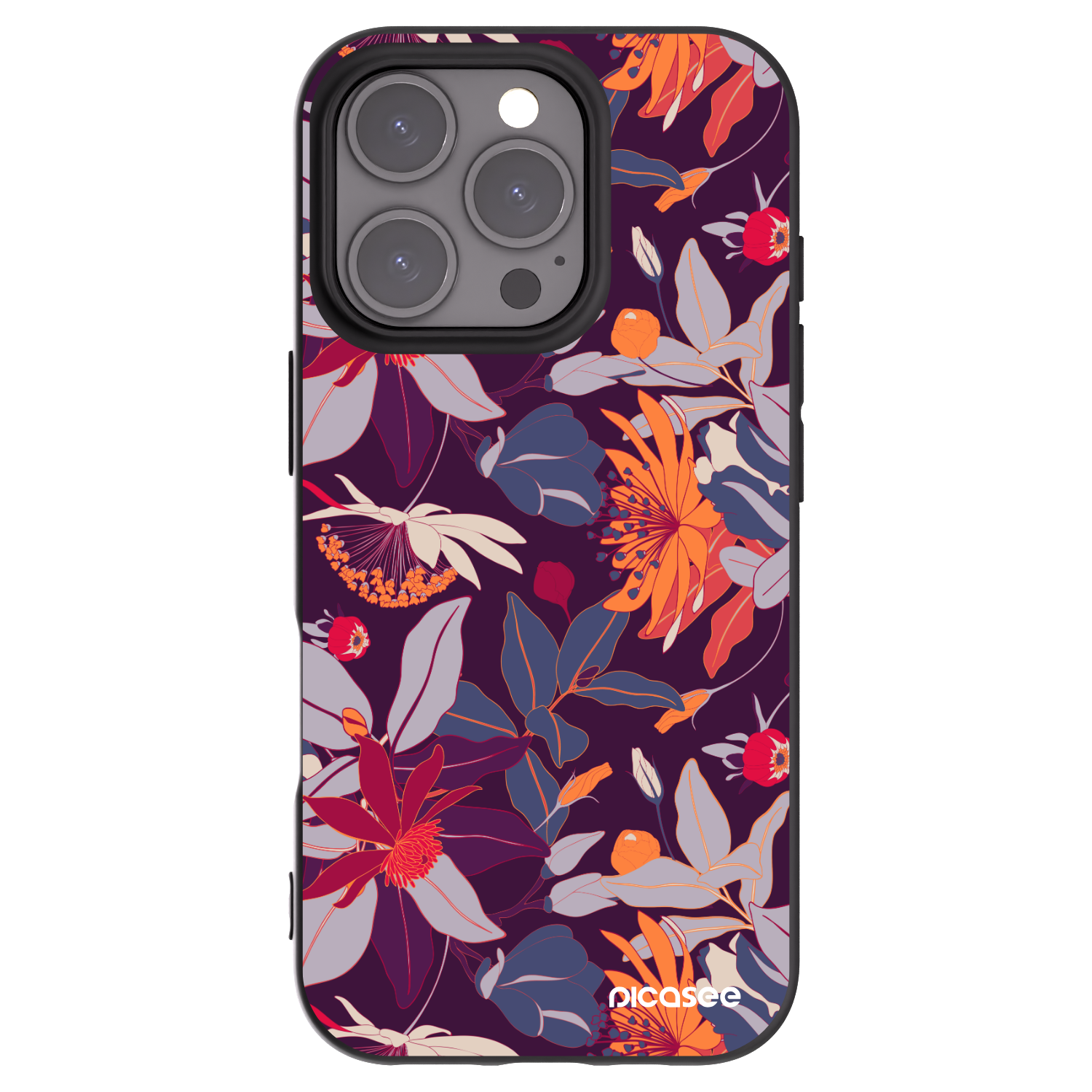 Picasee crna silikonska maskica za Apple iPhone 16 Pro - Purple Leaf