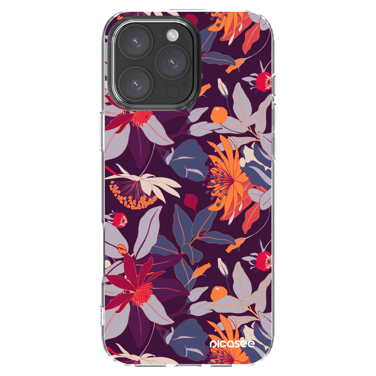 Picasee silikonska prozirna maskica za Apple iPhone 16 Pro Max - Purple Leaf