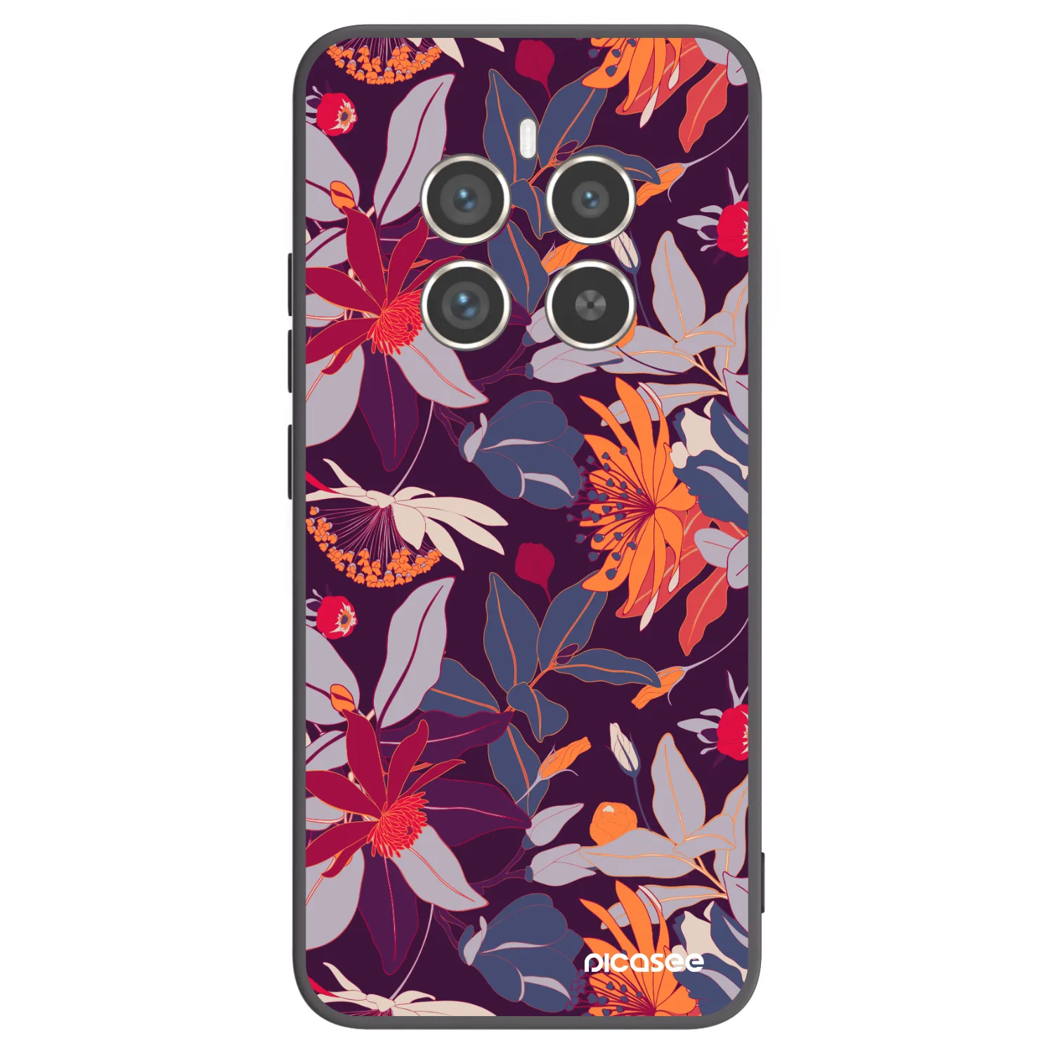 Picasee crna silikonska maskica za Realme 12 Pro 5G - Purple Leaf