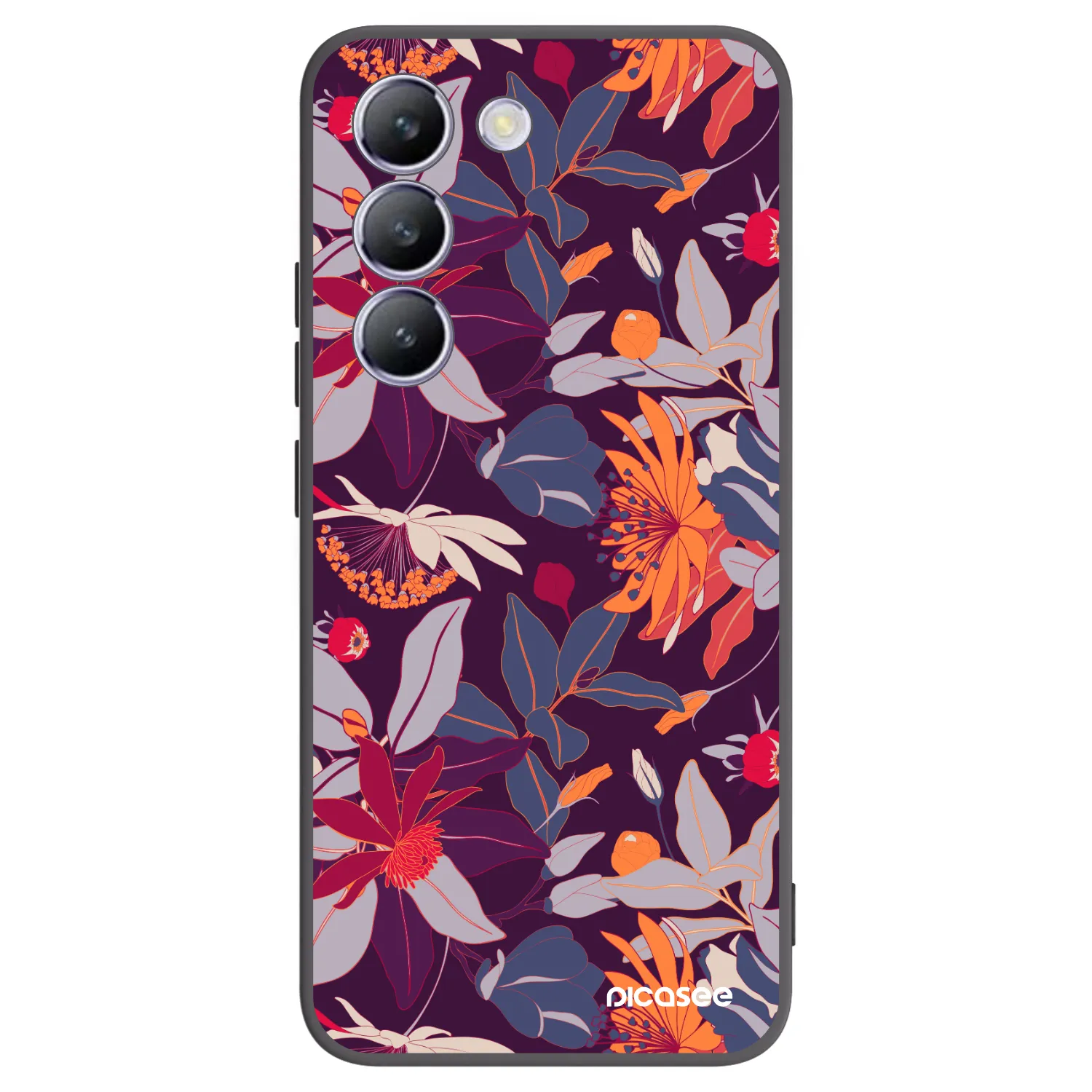 Picasee crna silikonska maskica za Vivo V40 SE 5G - Purple Leaf
