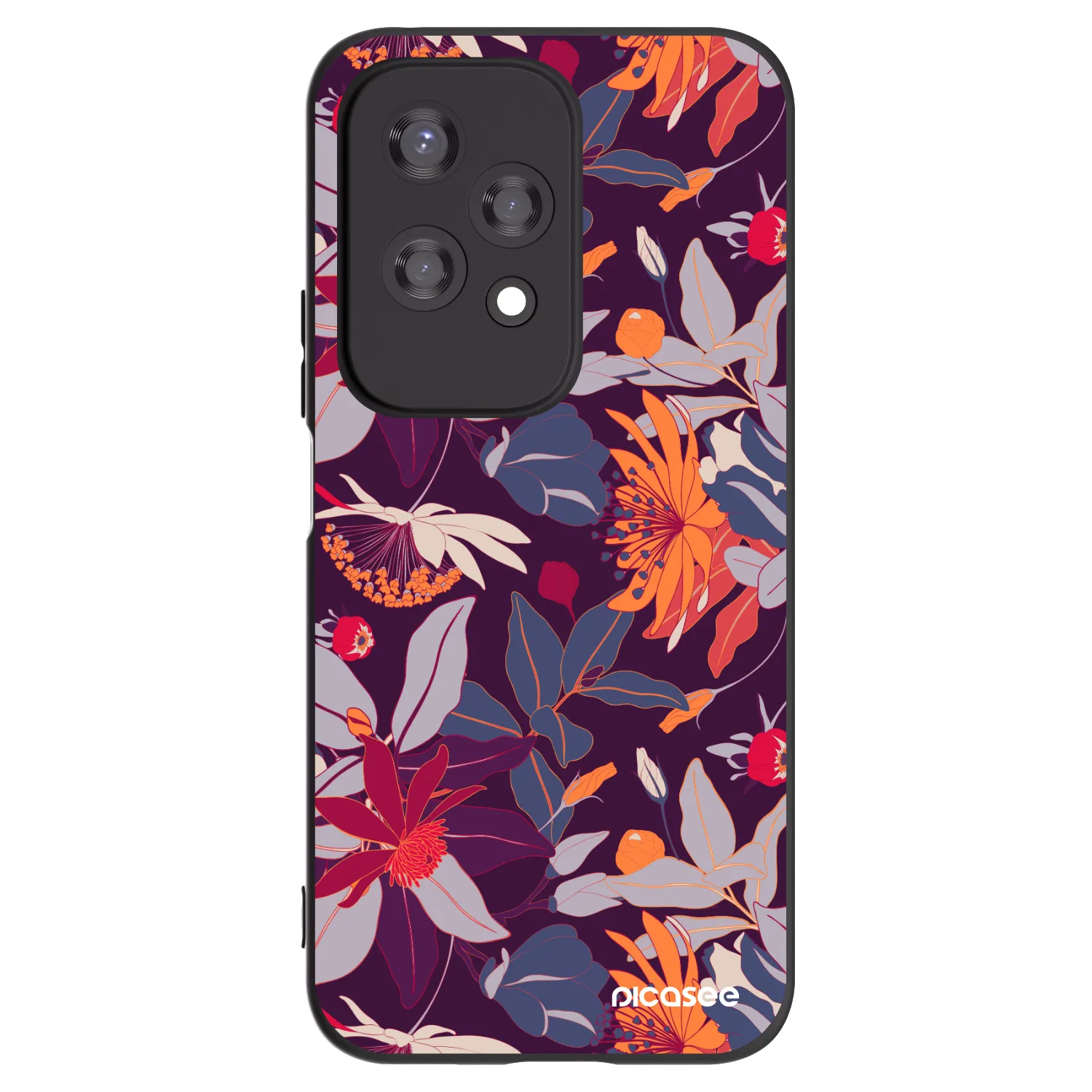 Picasee crna silikonska maskica za Honor 200 Lite - Purple Leaf