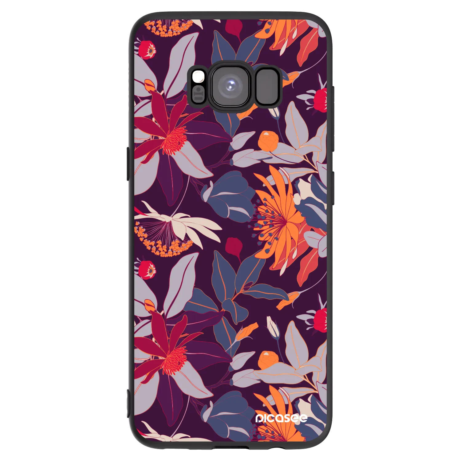 Picasee crna silikonska maskica za Samsung Galaxy S8 G950F - Purple Leaf