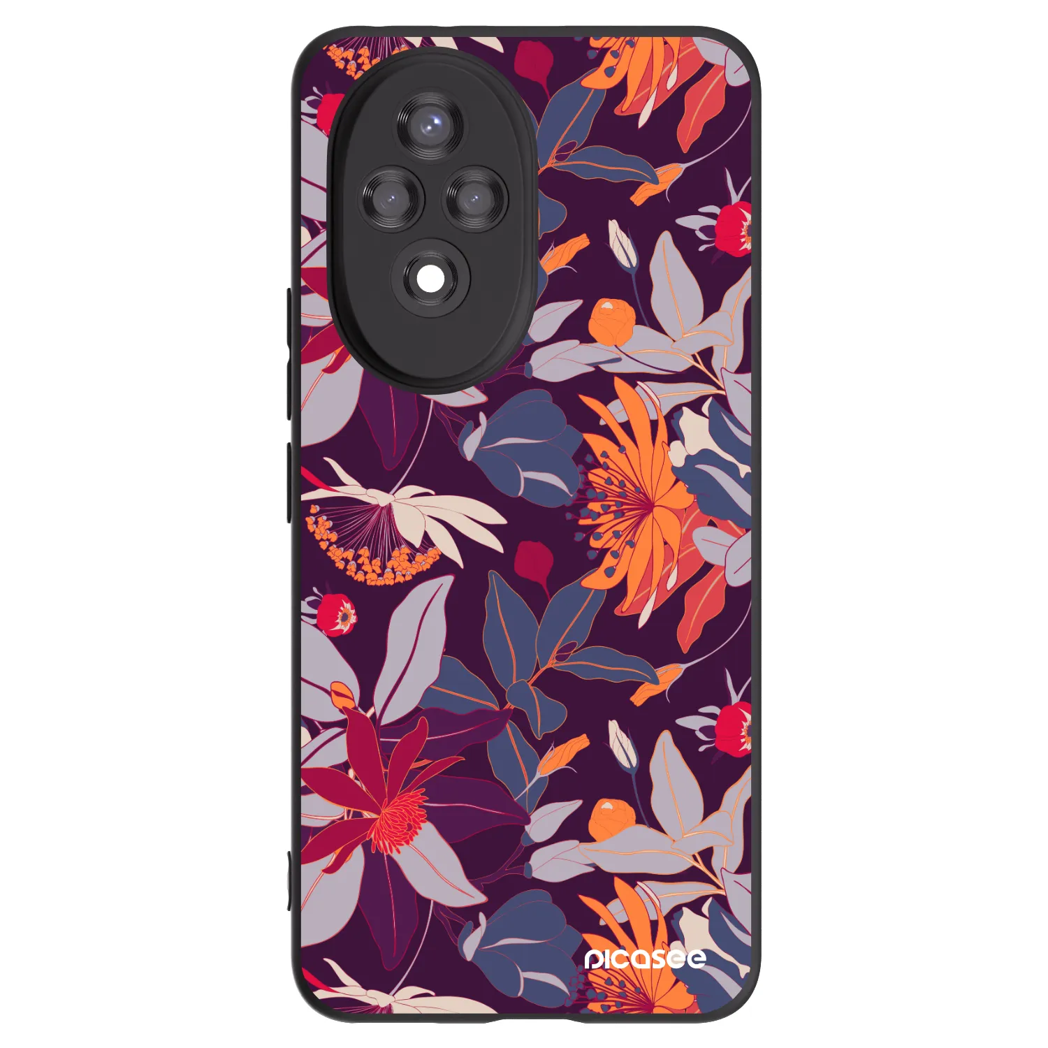 Picasee crna silikonska maskica za Honor 200 5G - Purple Leaf