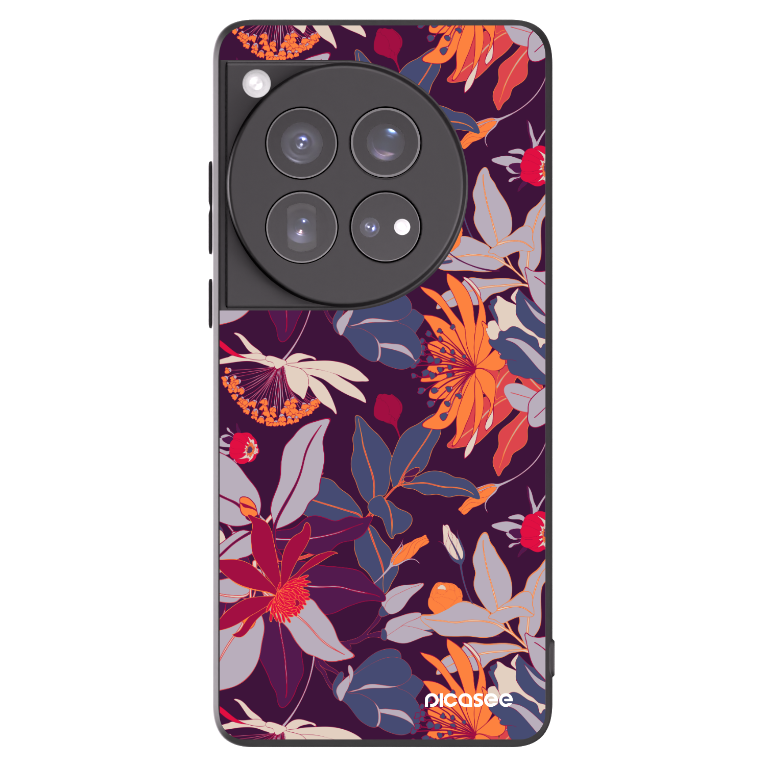 Picasee crna silikonska maskica za OnePlus 12 5G - Purple Leaf