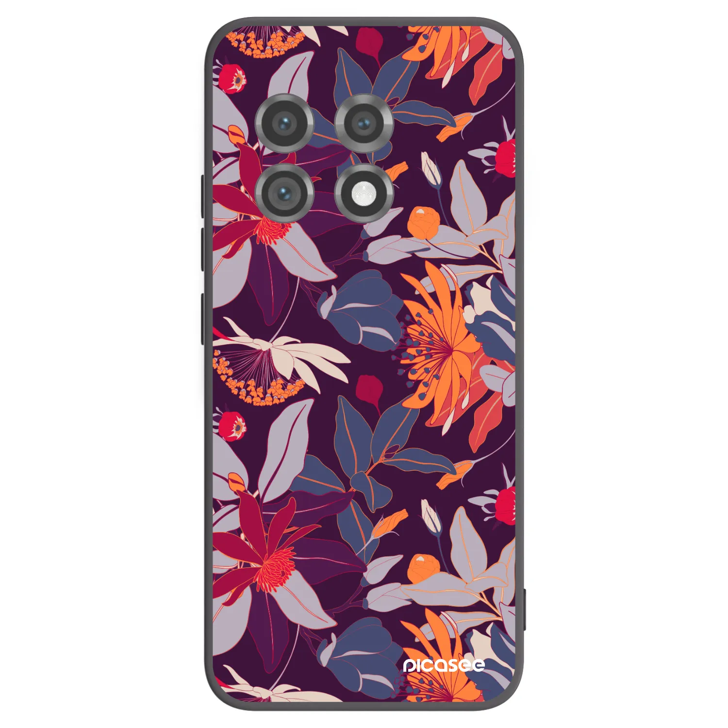 Picasee crna silikonska maskica za OnePlus 11 5G - Purple Leaf