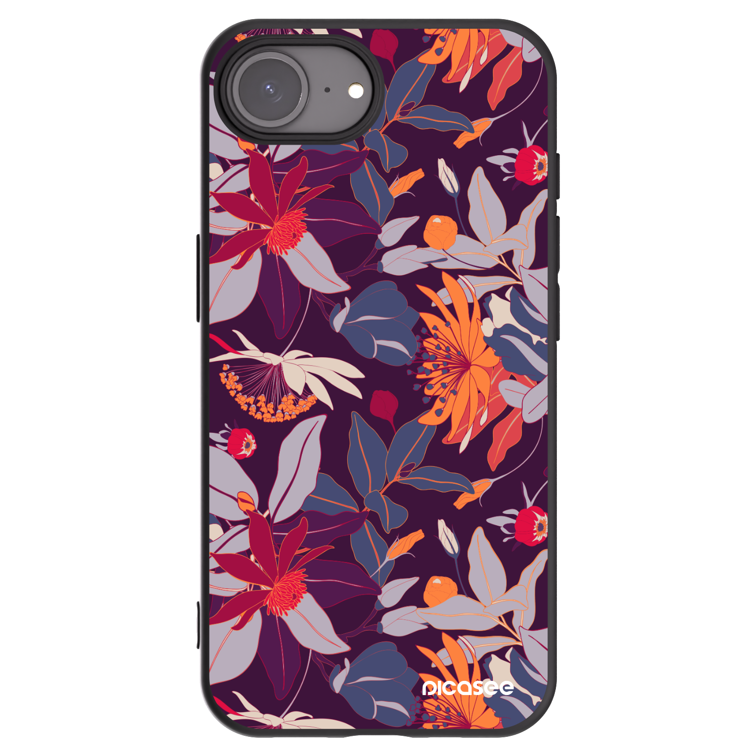 Picasee crna silikonska maskica za Apple iPhone 16e - Purple Leaf