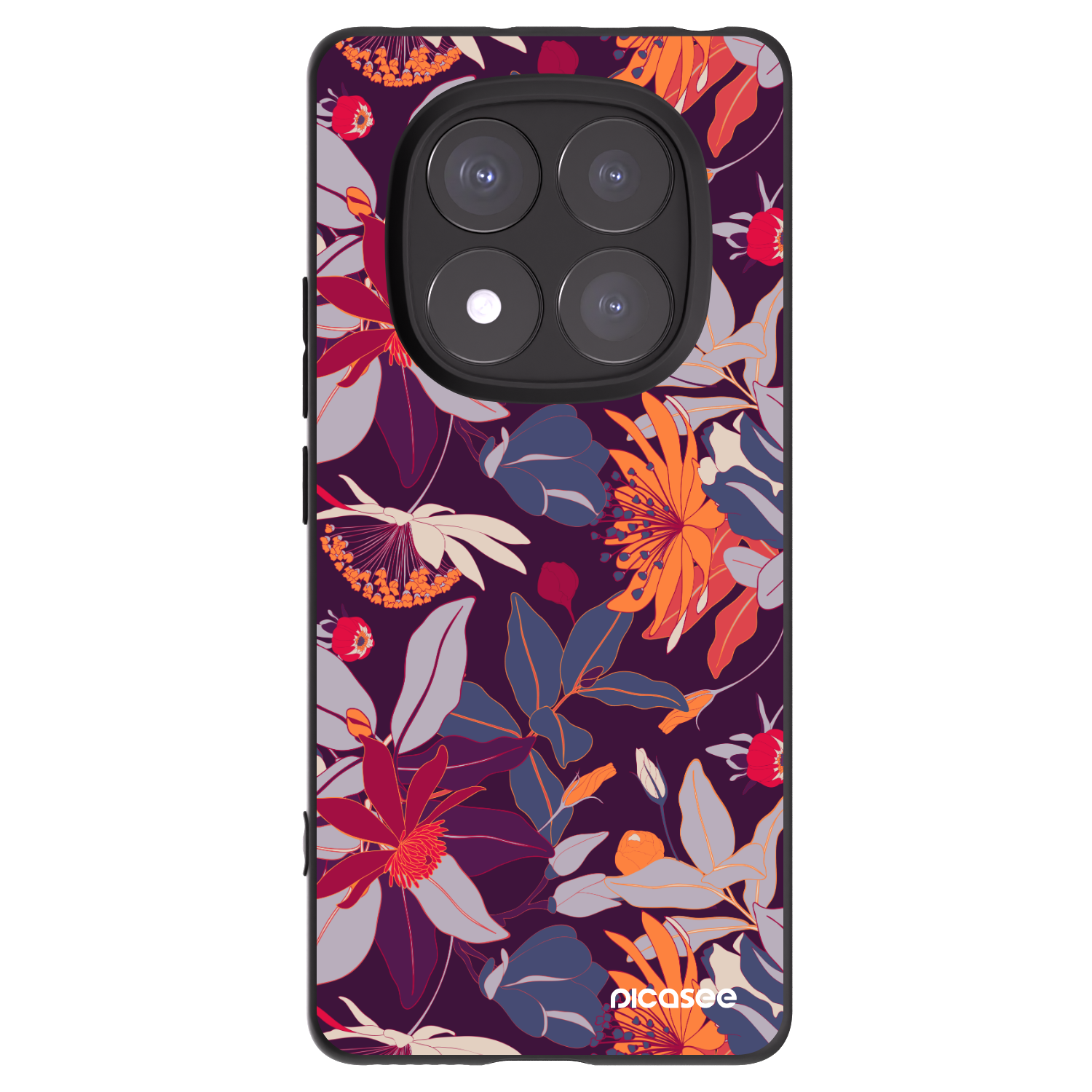 Picasee crna silikonska maskica za Xiaomi Redmi Note 14 Pro+ 5G - Purple Leaf