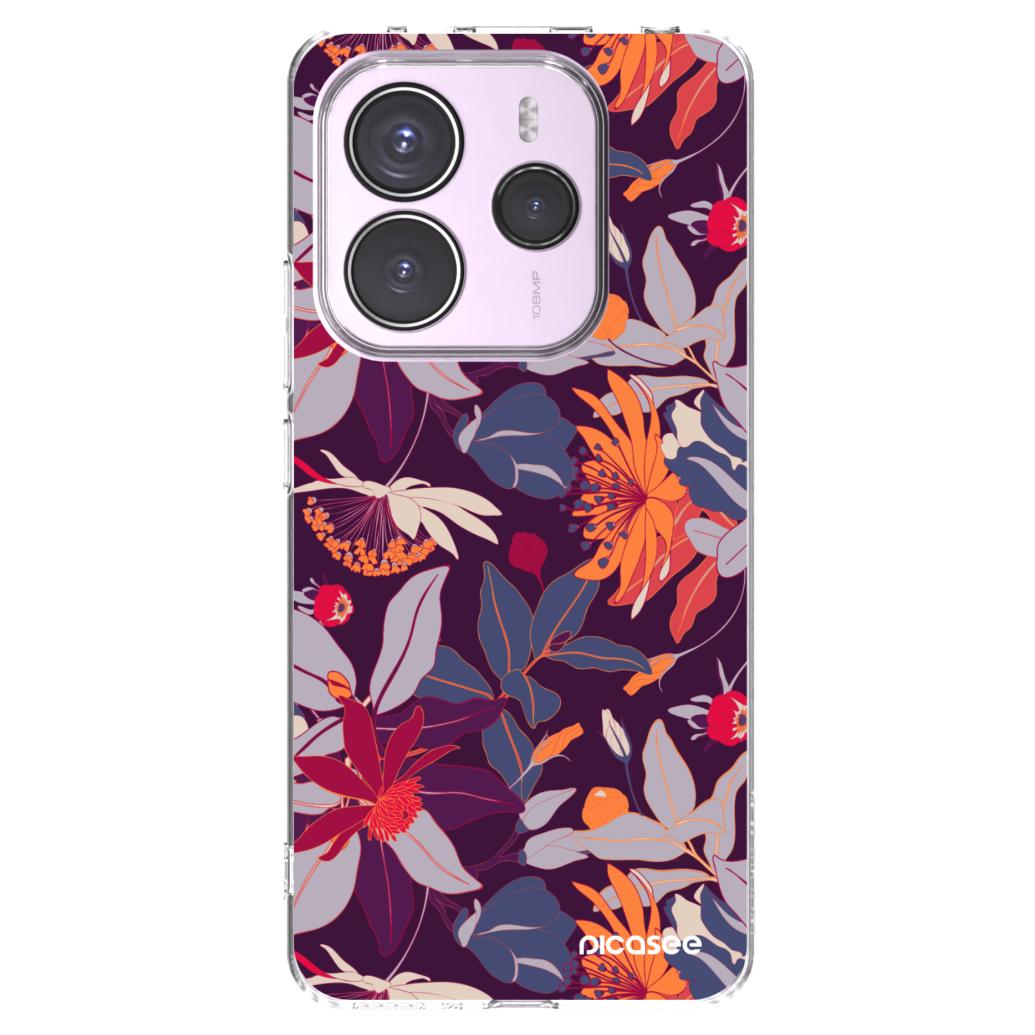 Picasee silikonska prozirna maskica za Xiaomi Redmi Note 14 5G - Purple Leaf