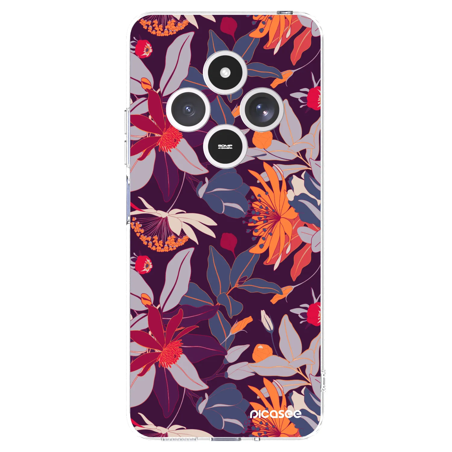 Picasee silikonska prozirna maskica za Xiaomi Redmi 14C - Purple Leaf