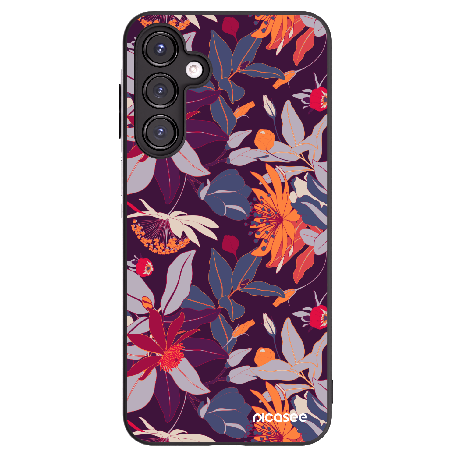 Picasee crna silikonska maskica za Samsung Galaxy A16 5G - Purple Leaf