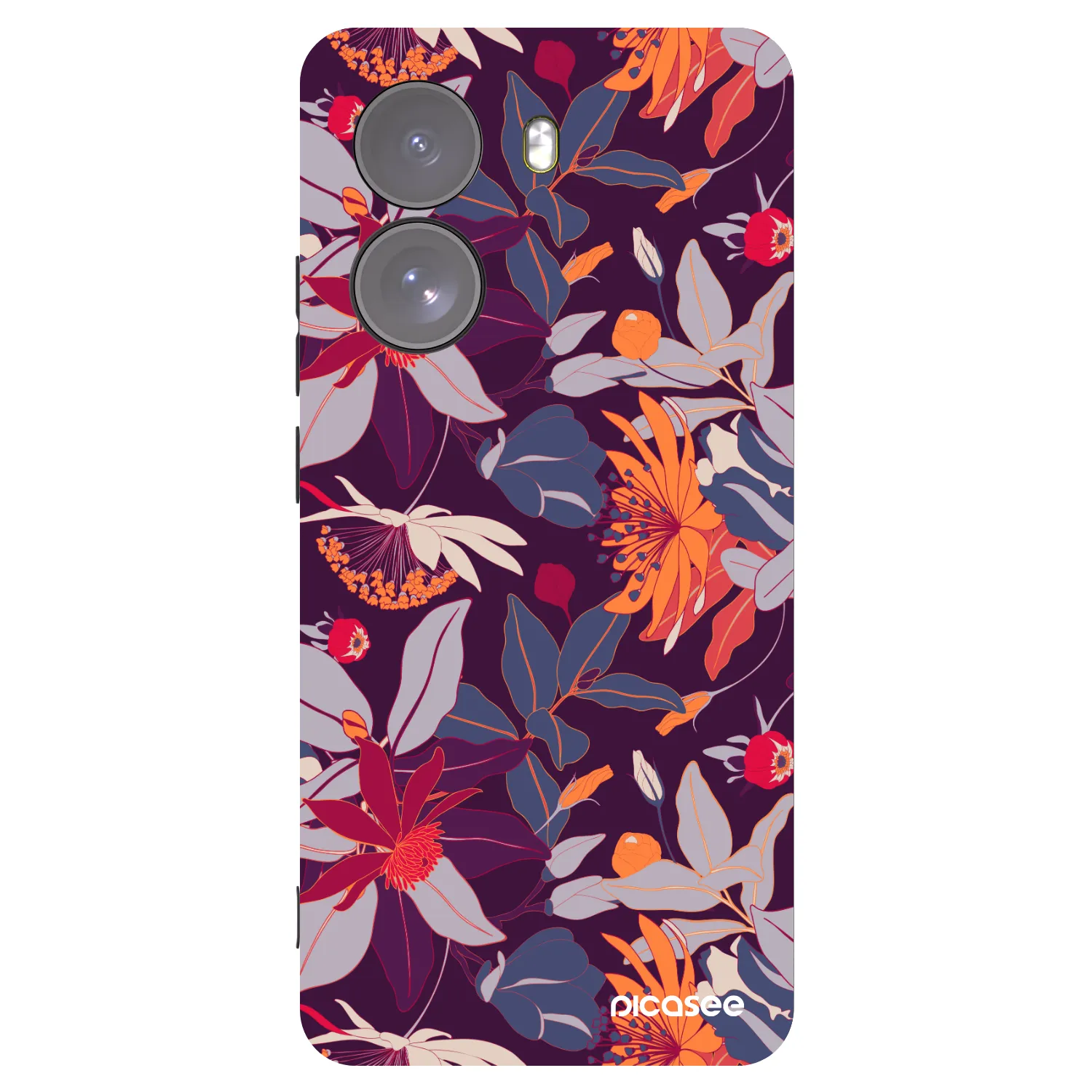 Picasee crna silikonska maskica za Xiaomi Poco X7 - Purple Leaf