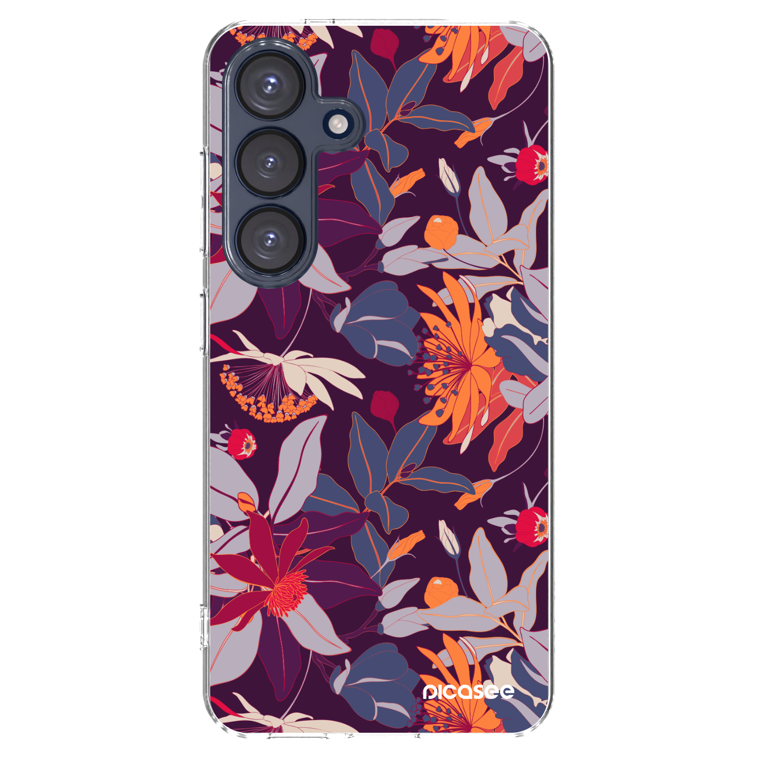 Picasee silikonska prozirna maskica za Samsung Galaxy S25 5G - Purple Leaf