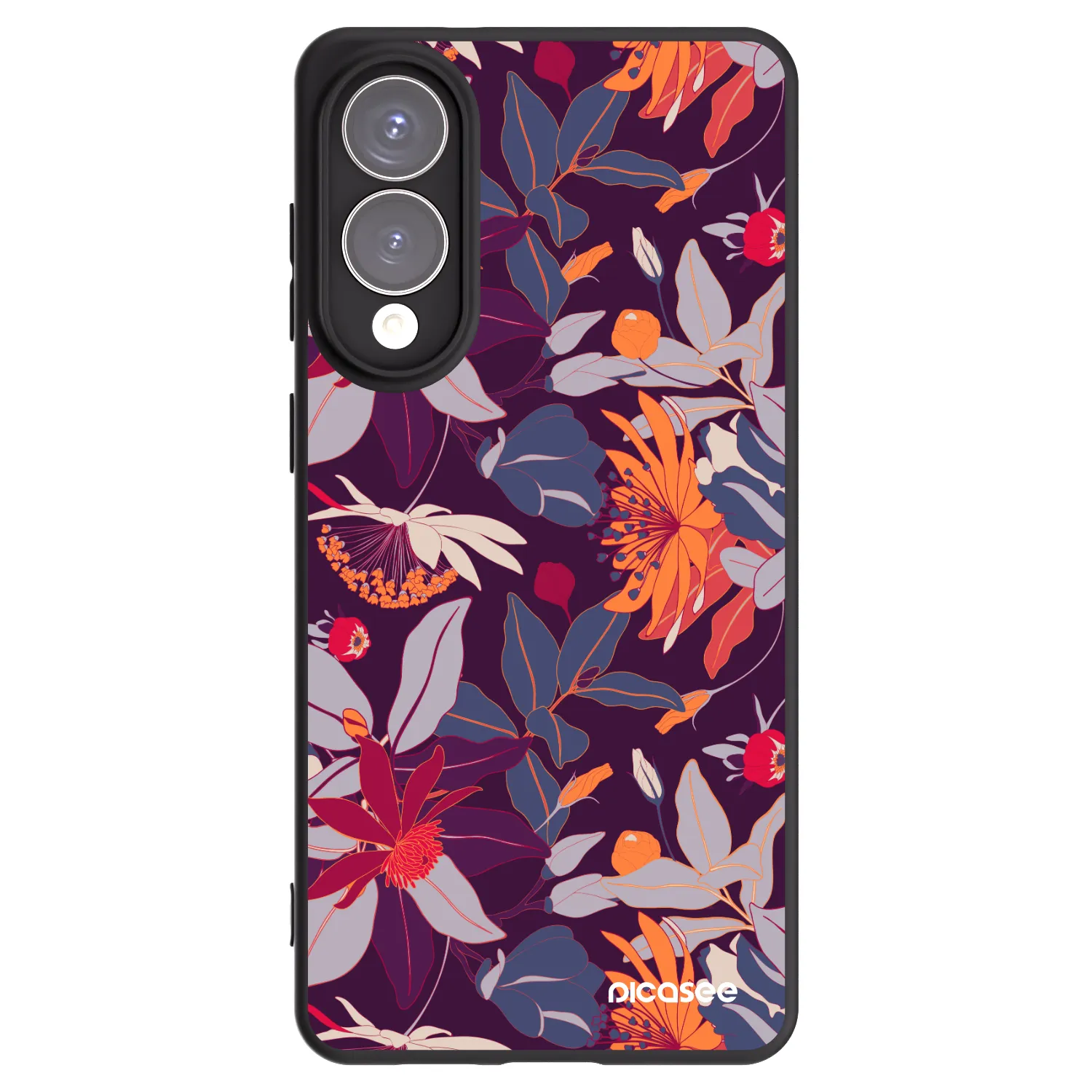Picasee crna silikonska maskica za Samsung Galaxy S25 Edge 5G - Purple Leaf
