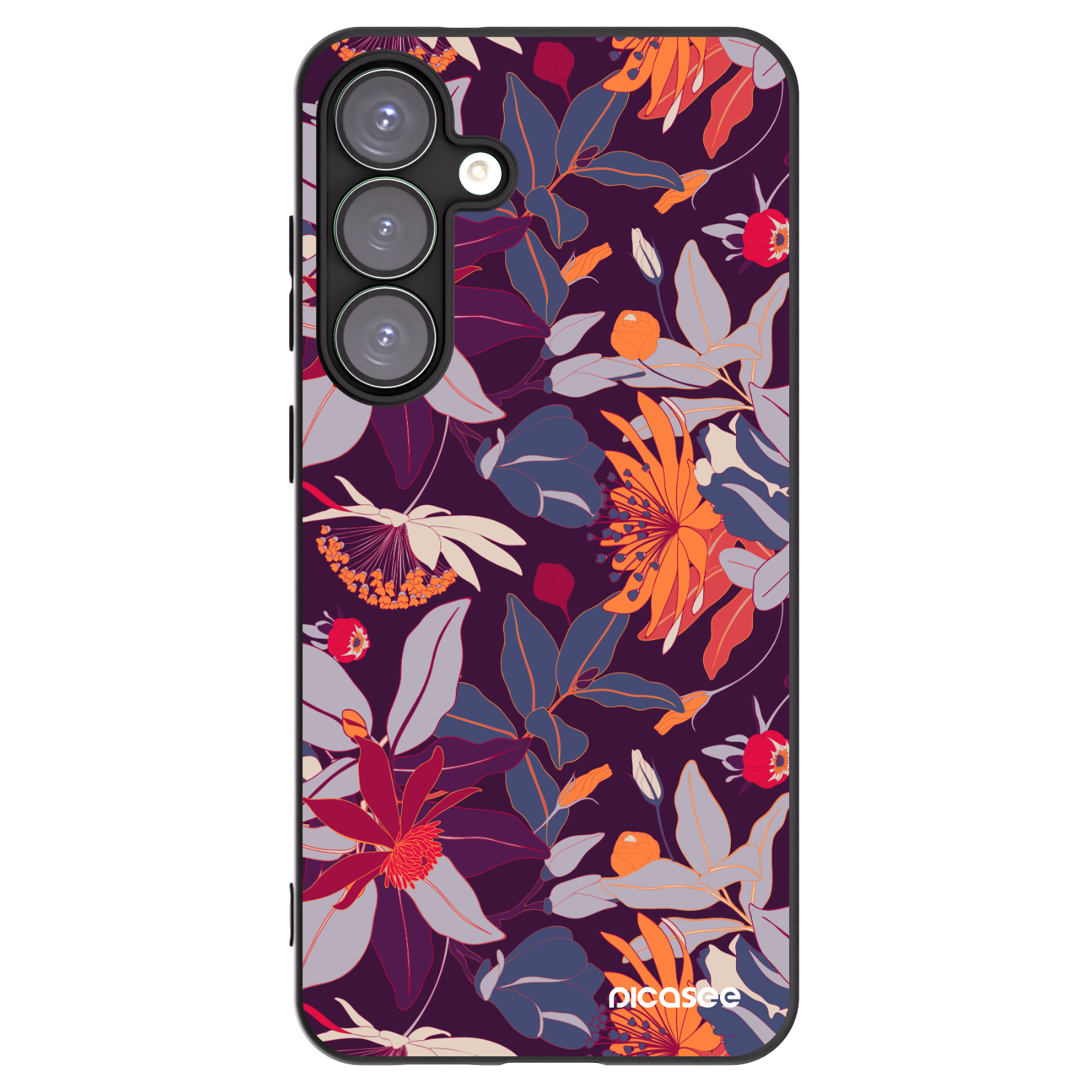Picasee crna silikonska maskica za Samsung Galaxy S25+ 5G - Purple Leaf