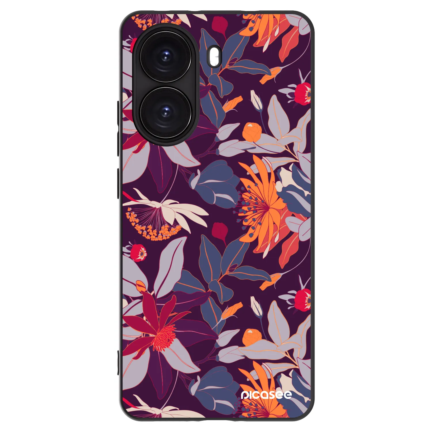 Picasee crna silikonska maskica za Xiaomi Poco X7 Pro 5G - Purple Leaf