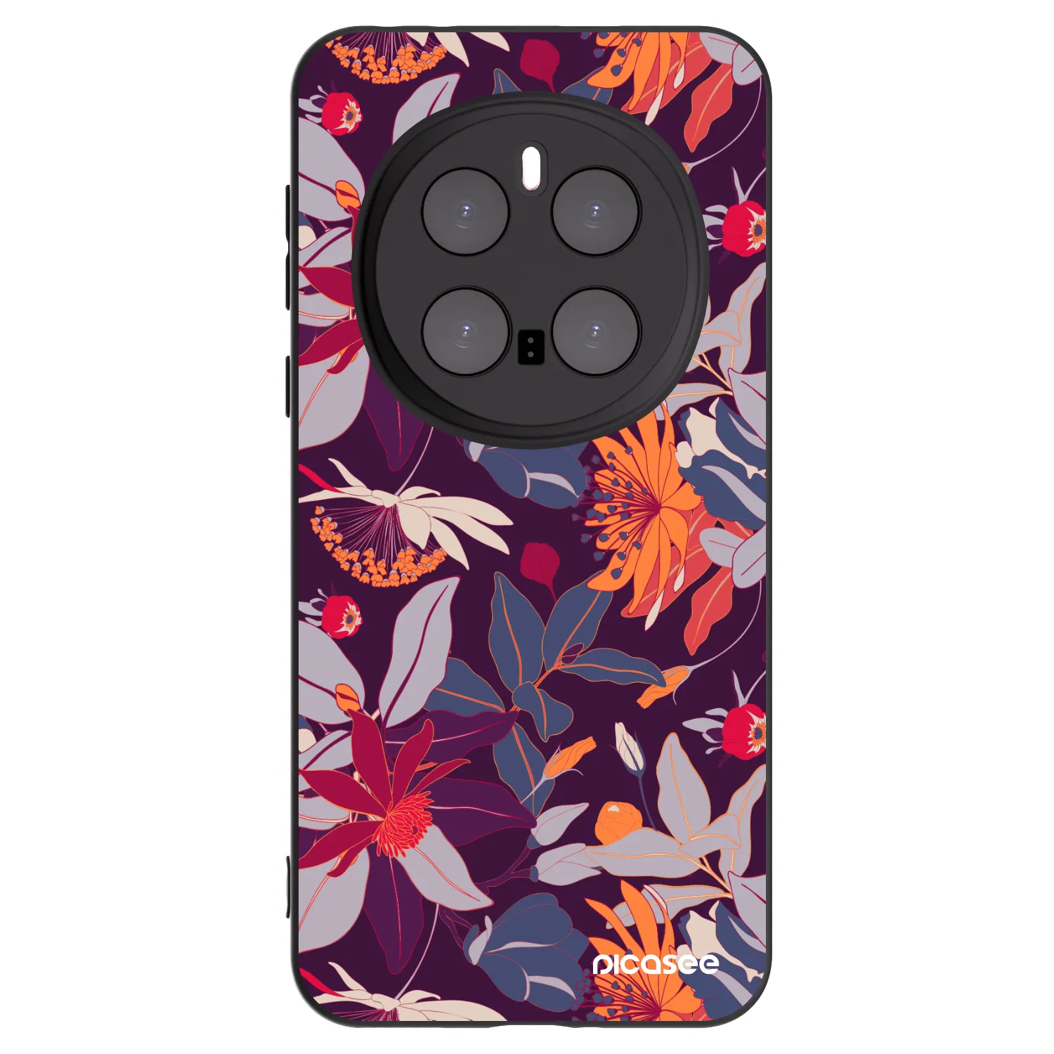 Picasee crna silikonska maskica za Honor Magic7 Pro 5G - Purple Leaf